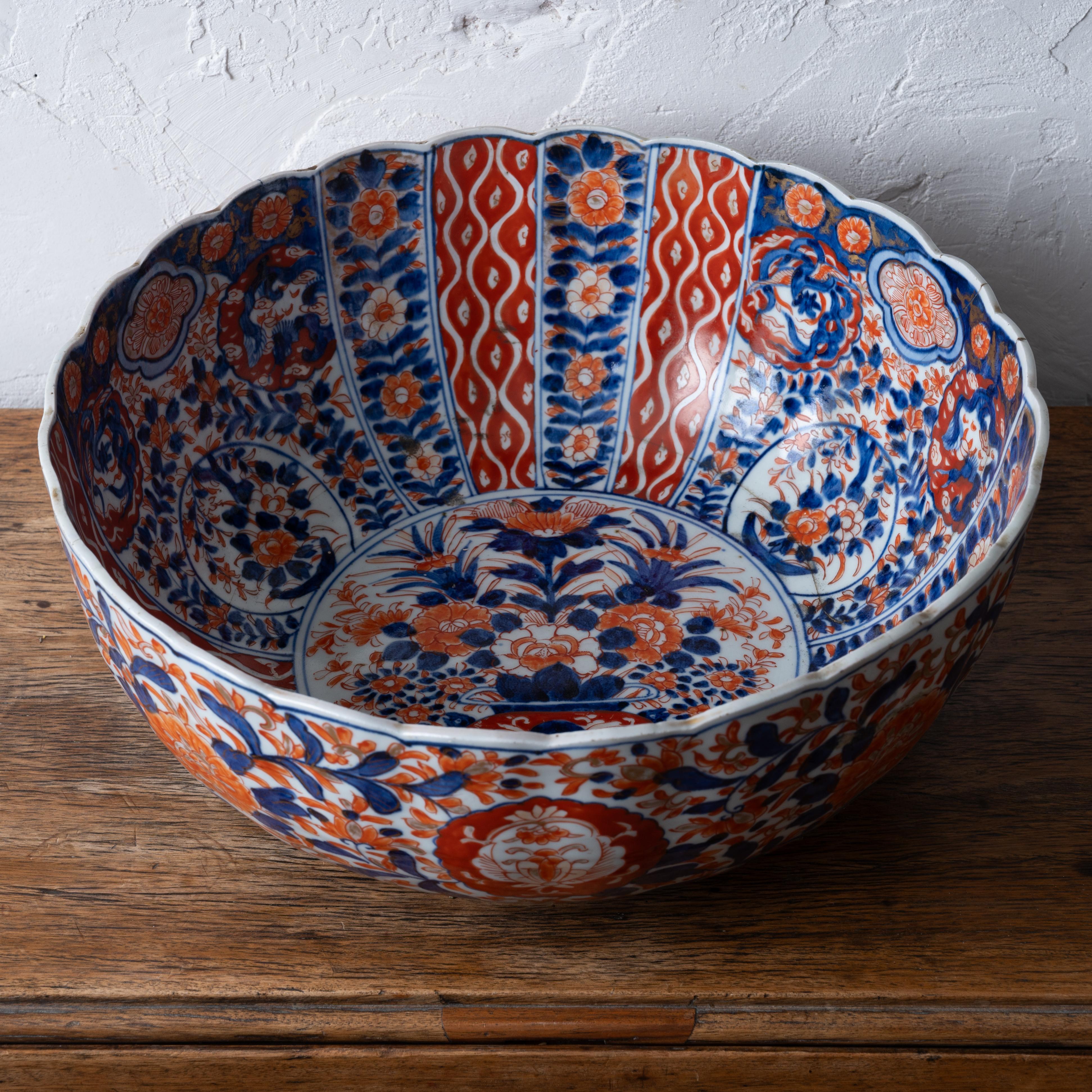 Ceramic Stapled Japanese Imari Punch Bowl, c.1880s For Sale