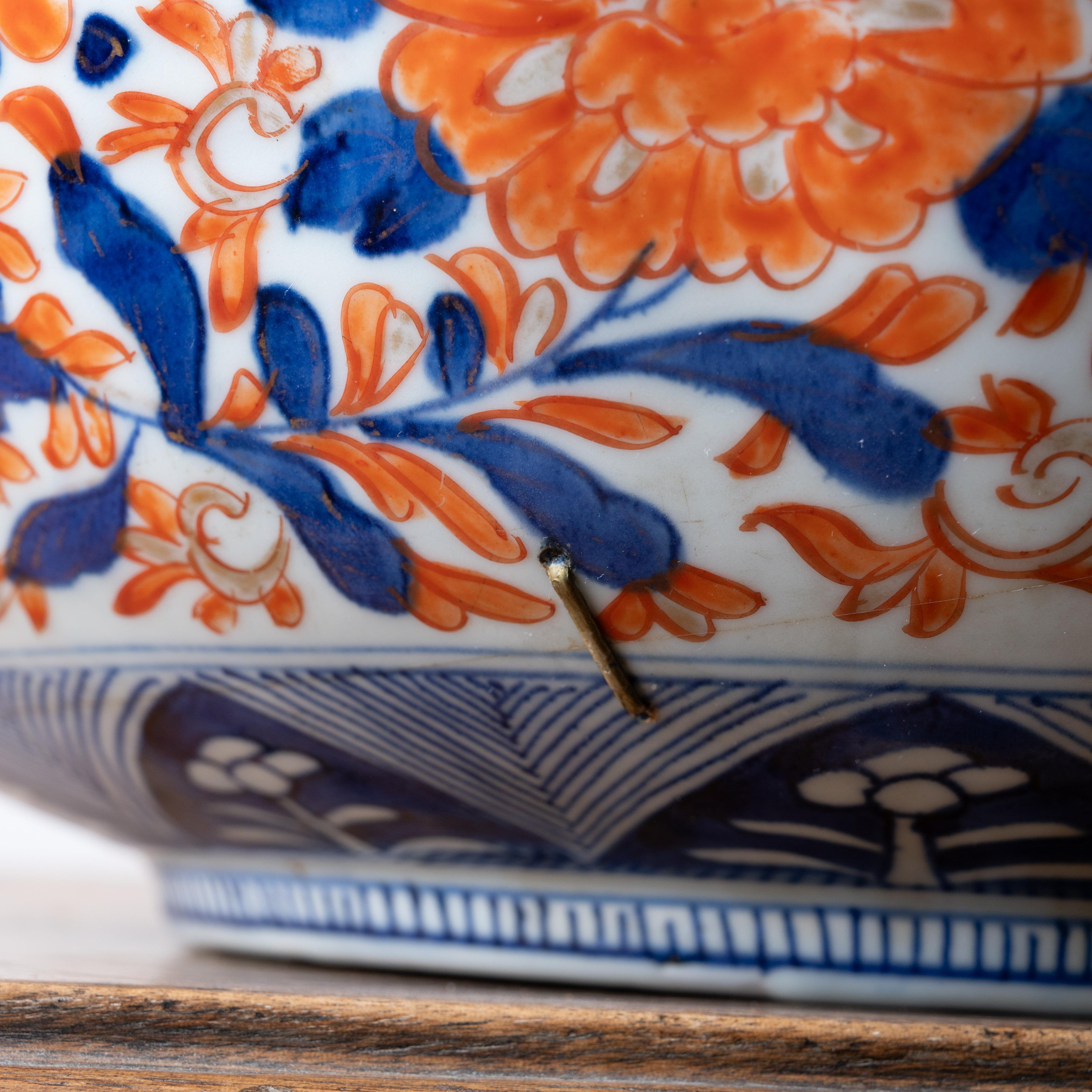 Stapled Japanese Imari Punch Bowl, c.1880s For Sale 2