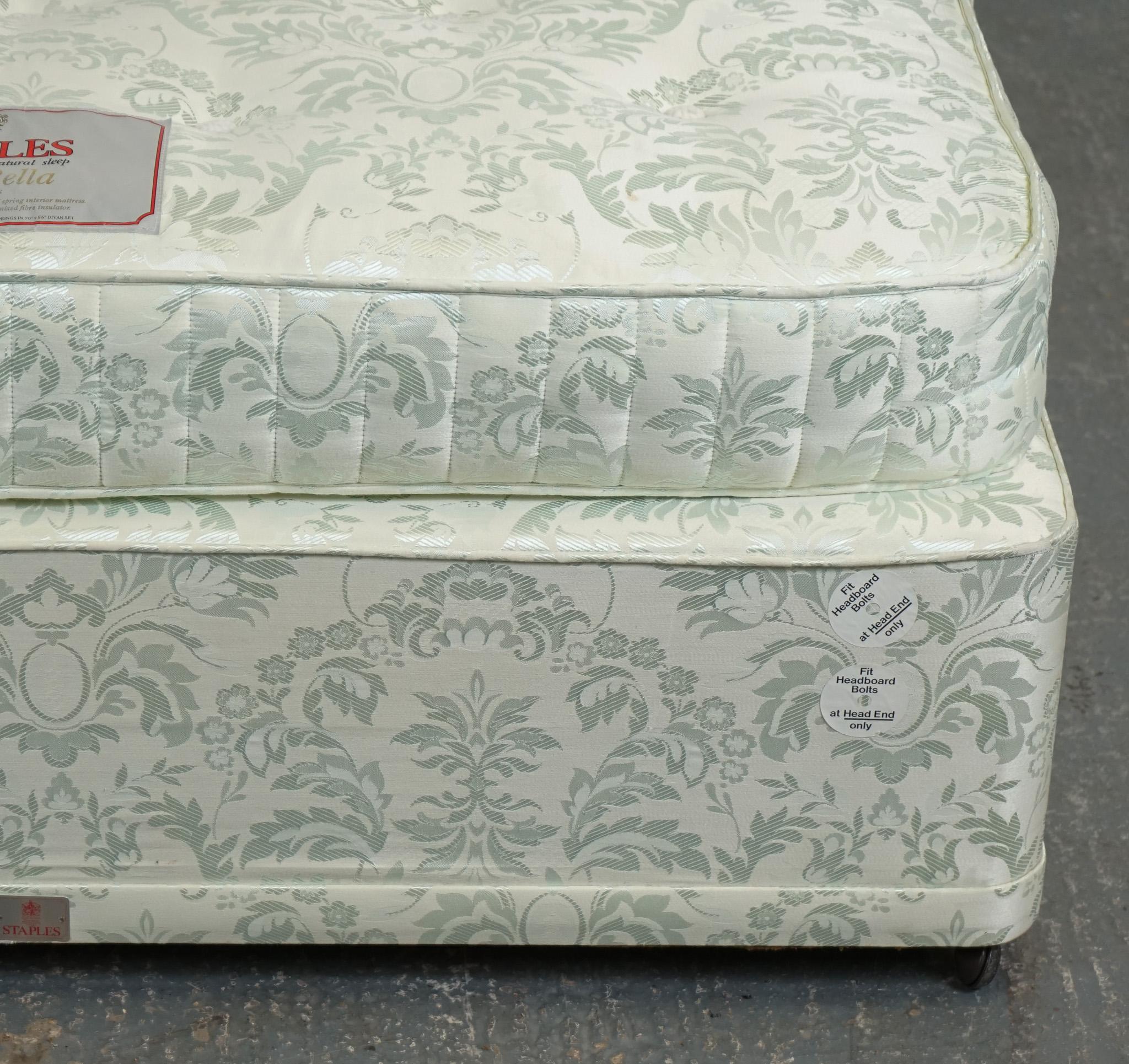 Fabric STAPLES & CO DOUBLE DiVAN & MATTRESS BED For Sale