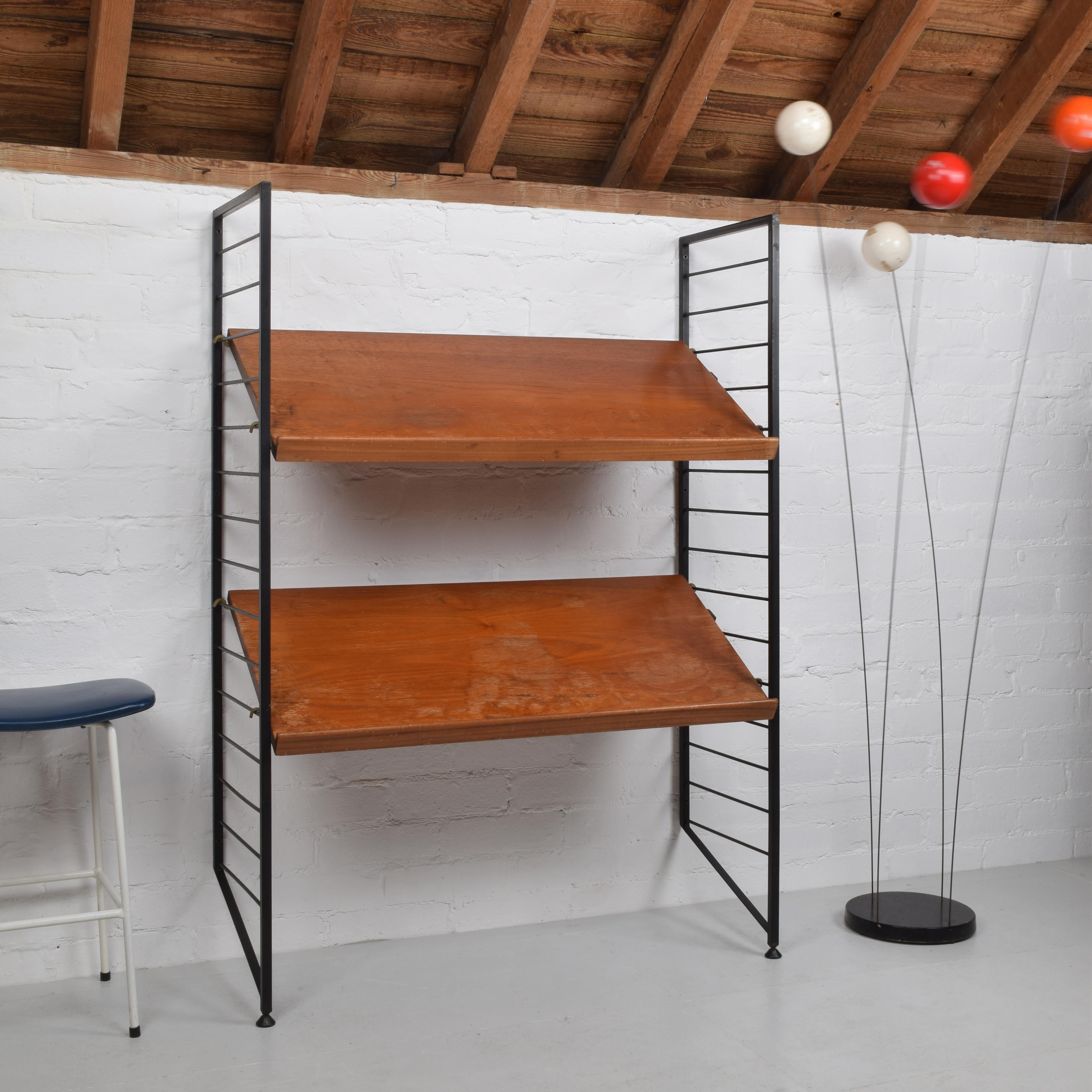 Mid-Century Modern Staples Ladderax Shelving Unit, Display Shelves for Books, Magazines, Records