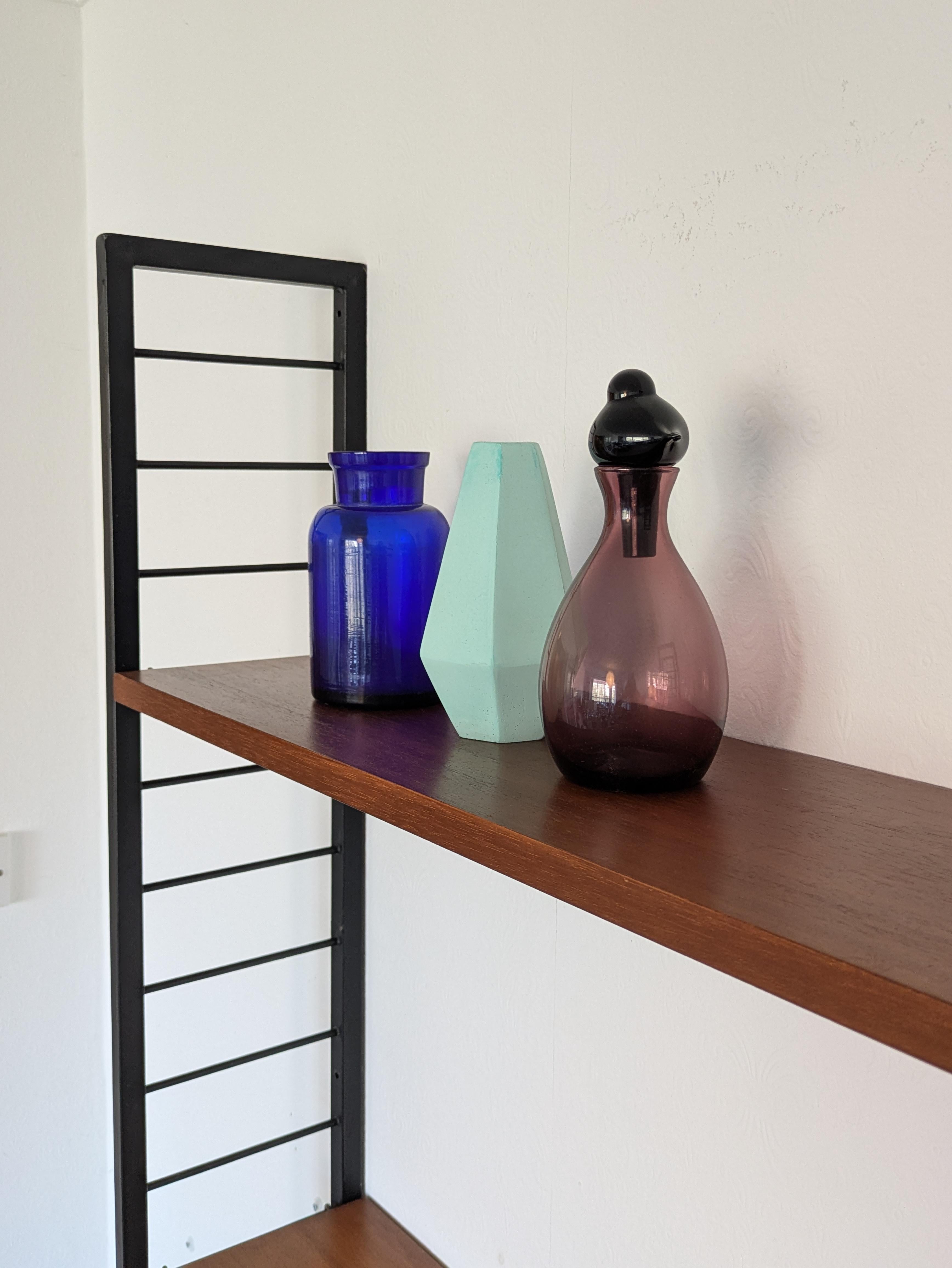 Staples Ladderax Shelving Unit, Teak Mid-Century like String Shelves, 1 of 2 For Sale 4