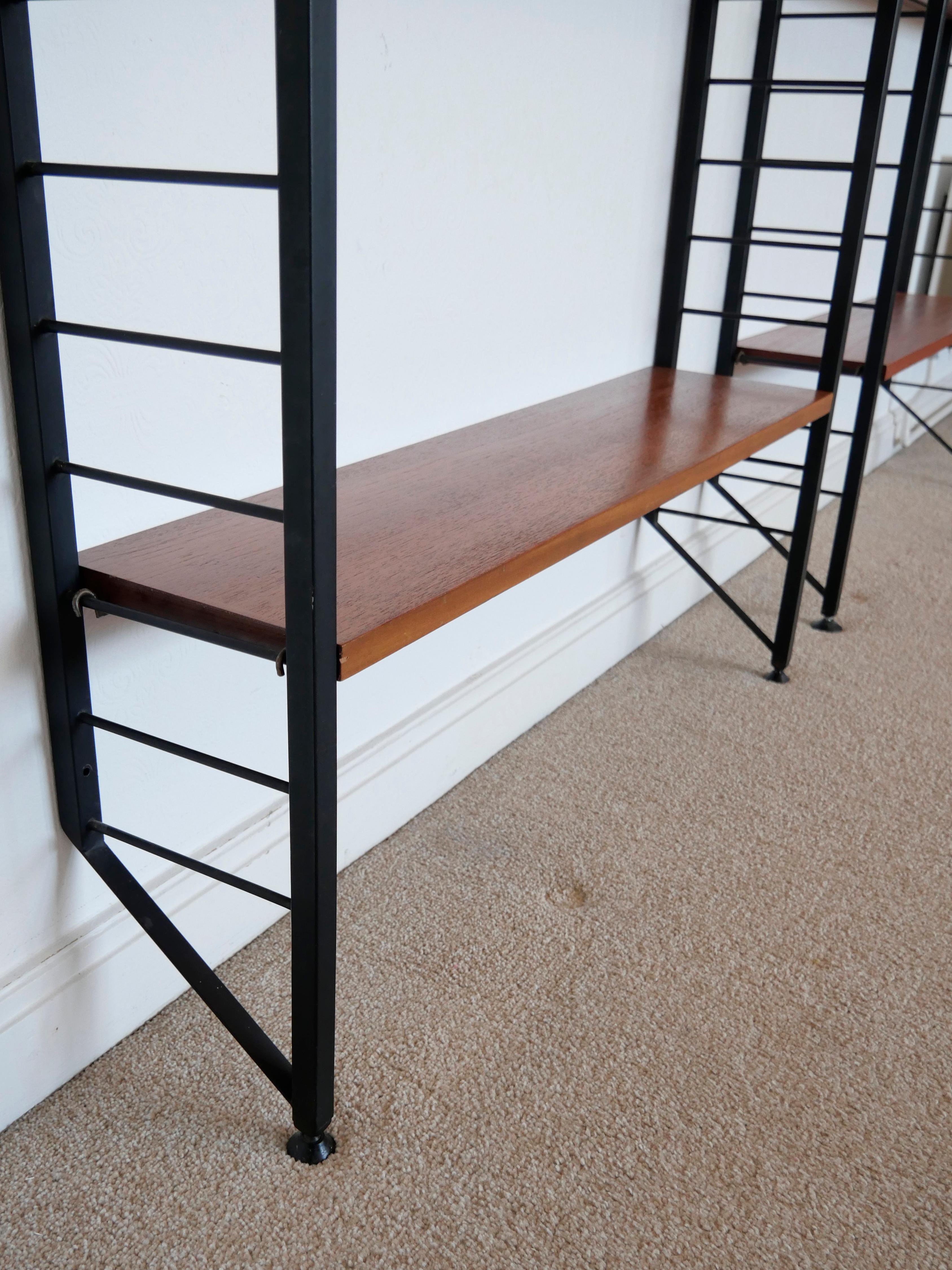 Staples Ladderax Shelving Unit, Teak Mid-Century like String Shelves, 1 of 2 For Sale 7