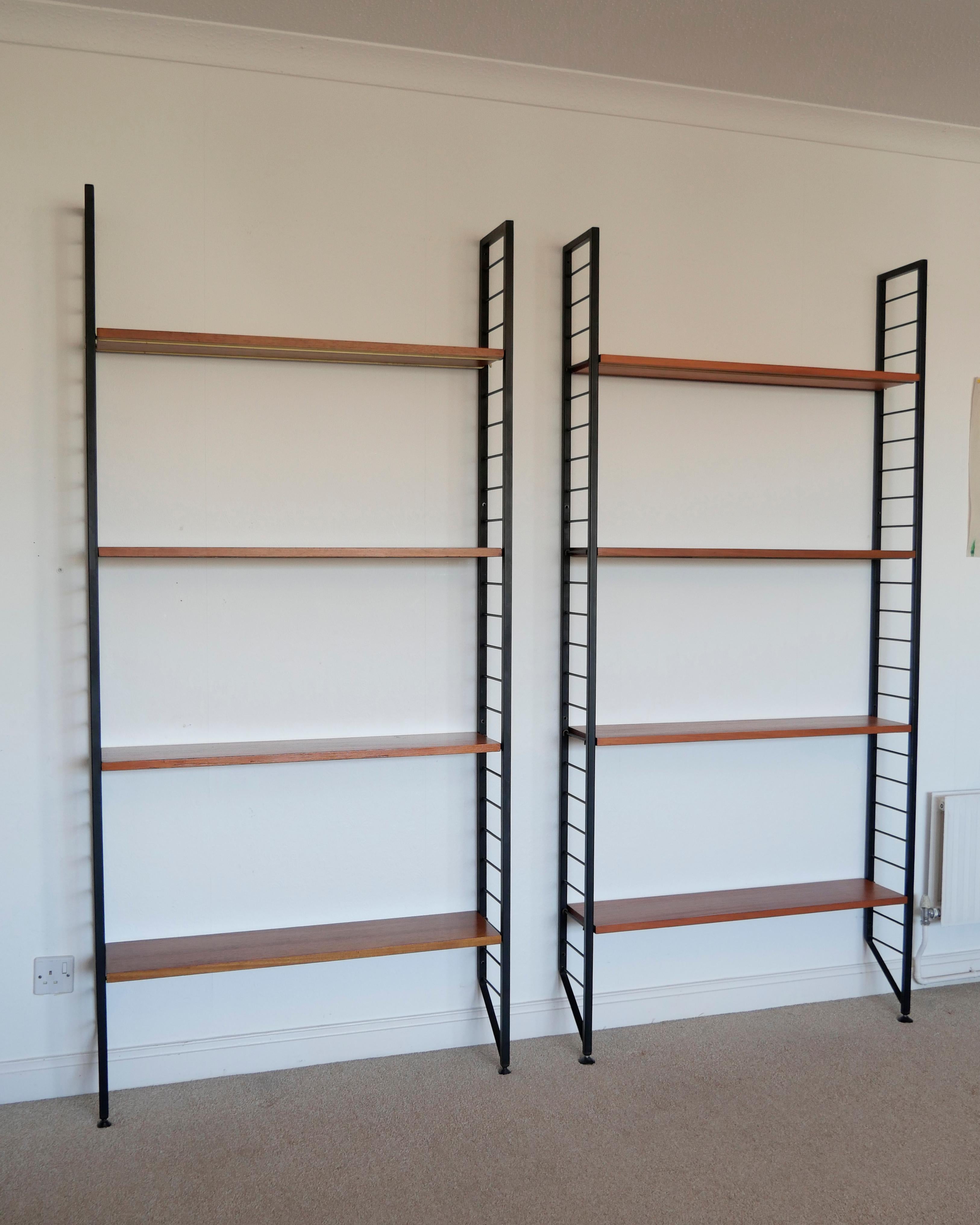 Staples Ladderax Shelving Unit, Teak Mid-Century like String Shelves, 1 of 2 For Sale 8