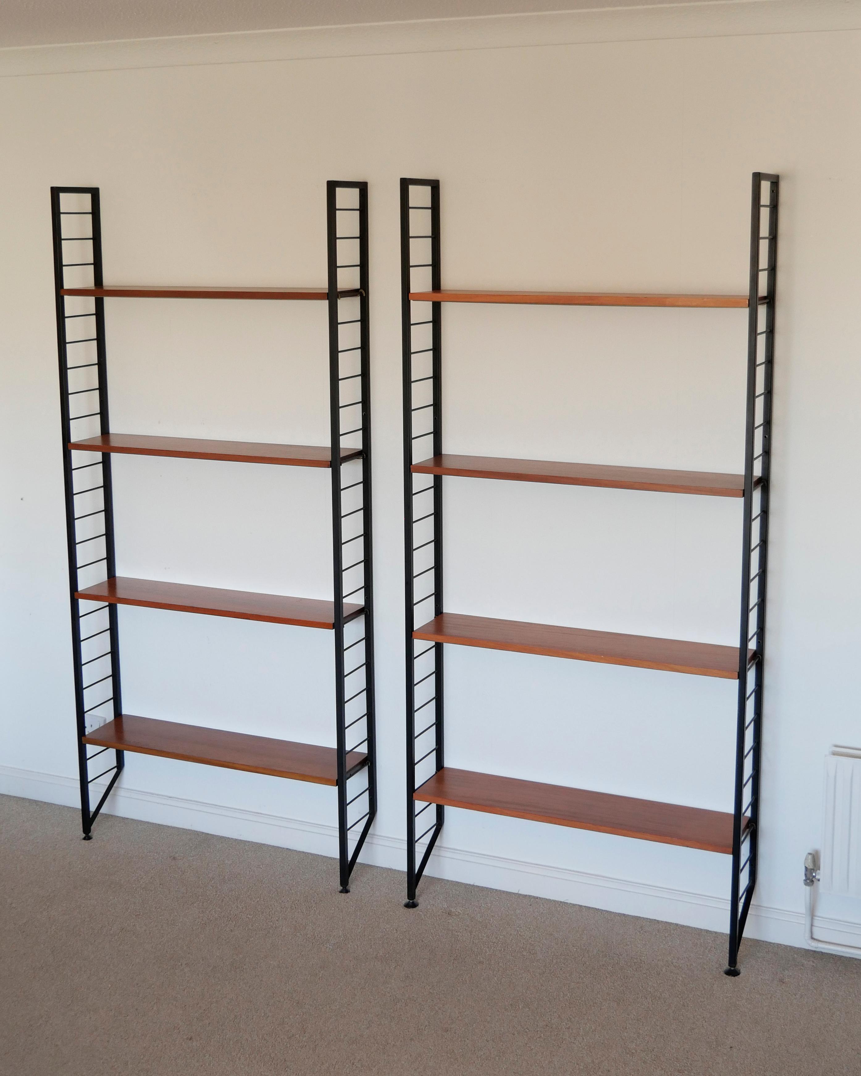 Staples Ladderax Shelving Unit, Teak Mid-Century like String Shelves, 1 of 2 For Sale 9