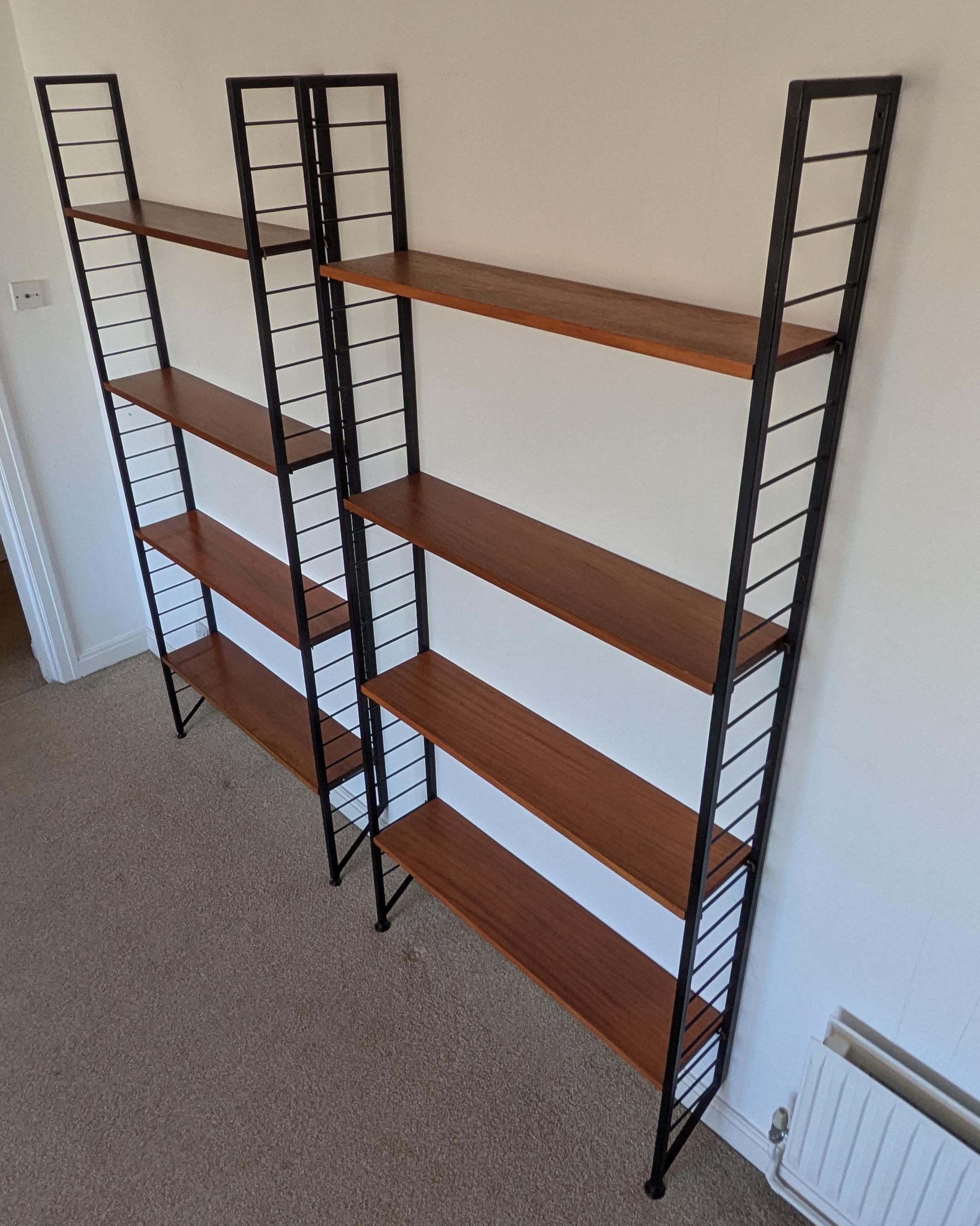 Staples Ladderax Shelving Unit, Teak Mid-Century like String Shelves, 1 of 2 For Sale 10