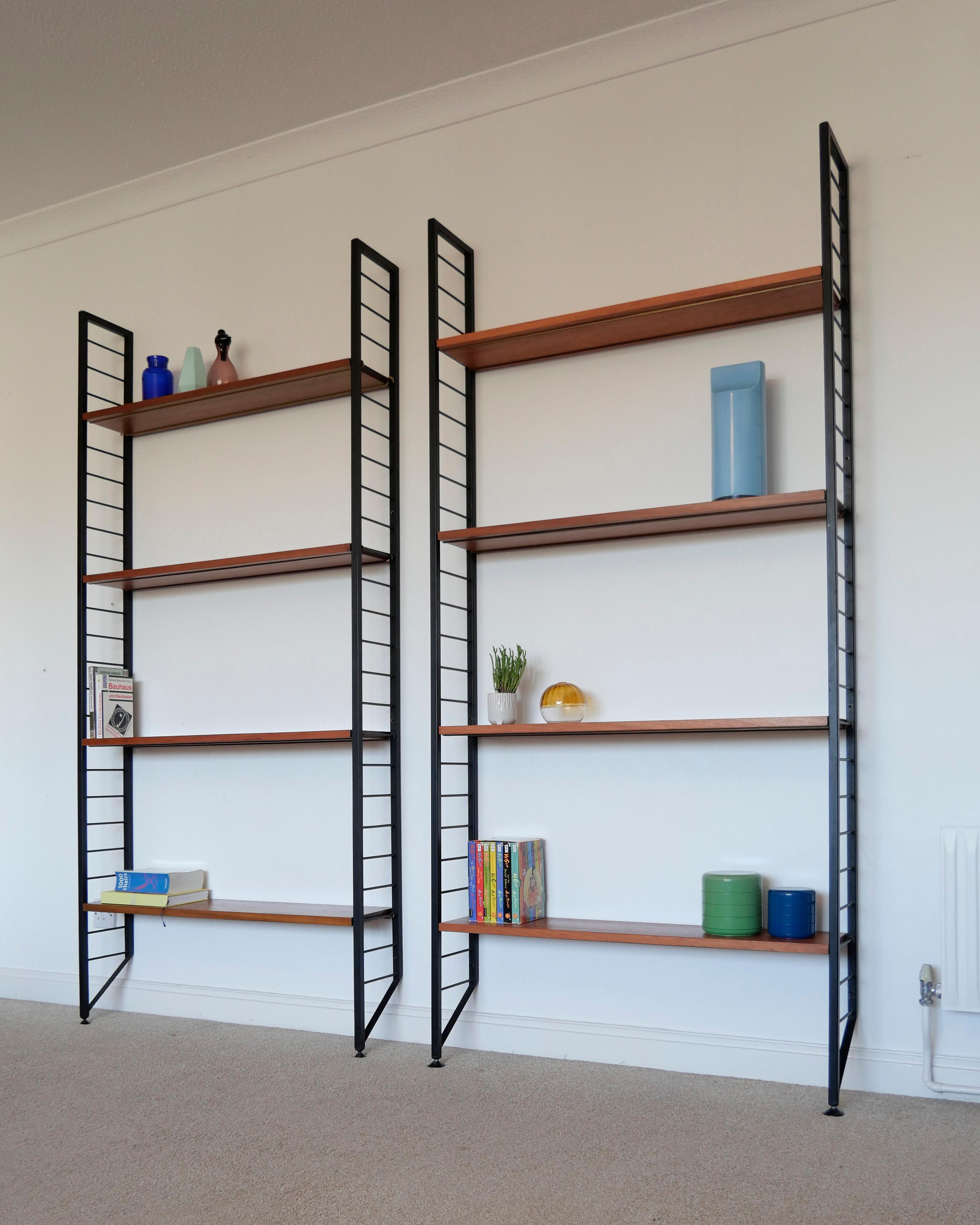 Staples Ladderax Shelving Unit, Teak Mid-Century like String Shelves, 1 of 2 For Sale 13