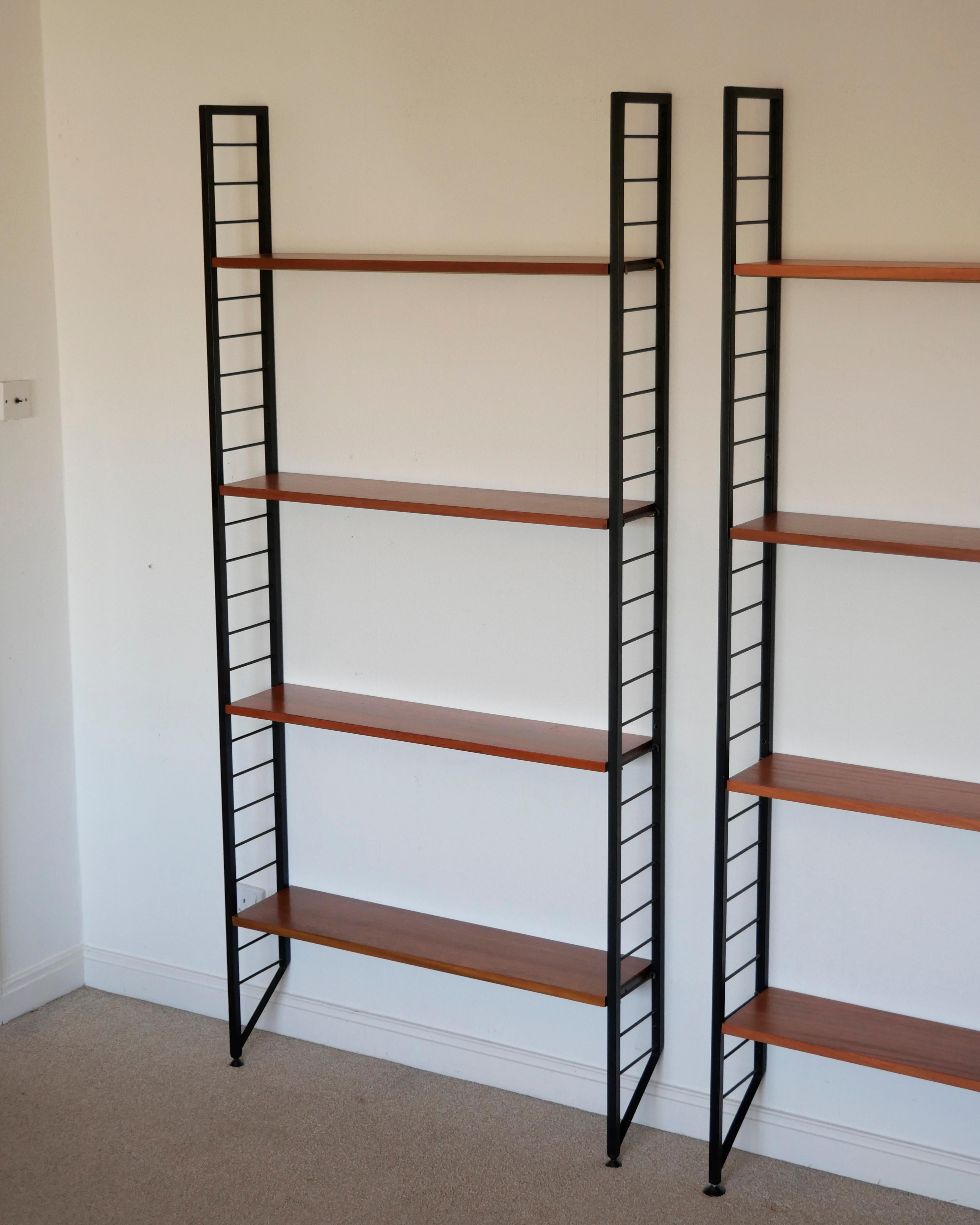 Mid-Century Modern Staples Ladderax Shelving Unit, Teak Mid-Century like String Shelves, 1 of 2 For Sale