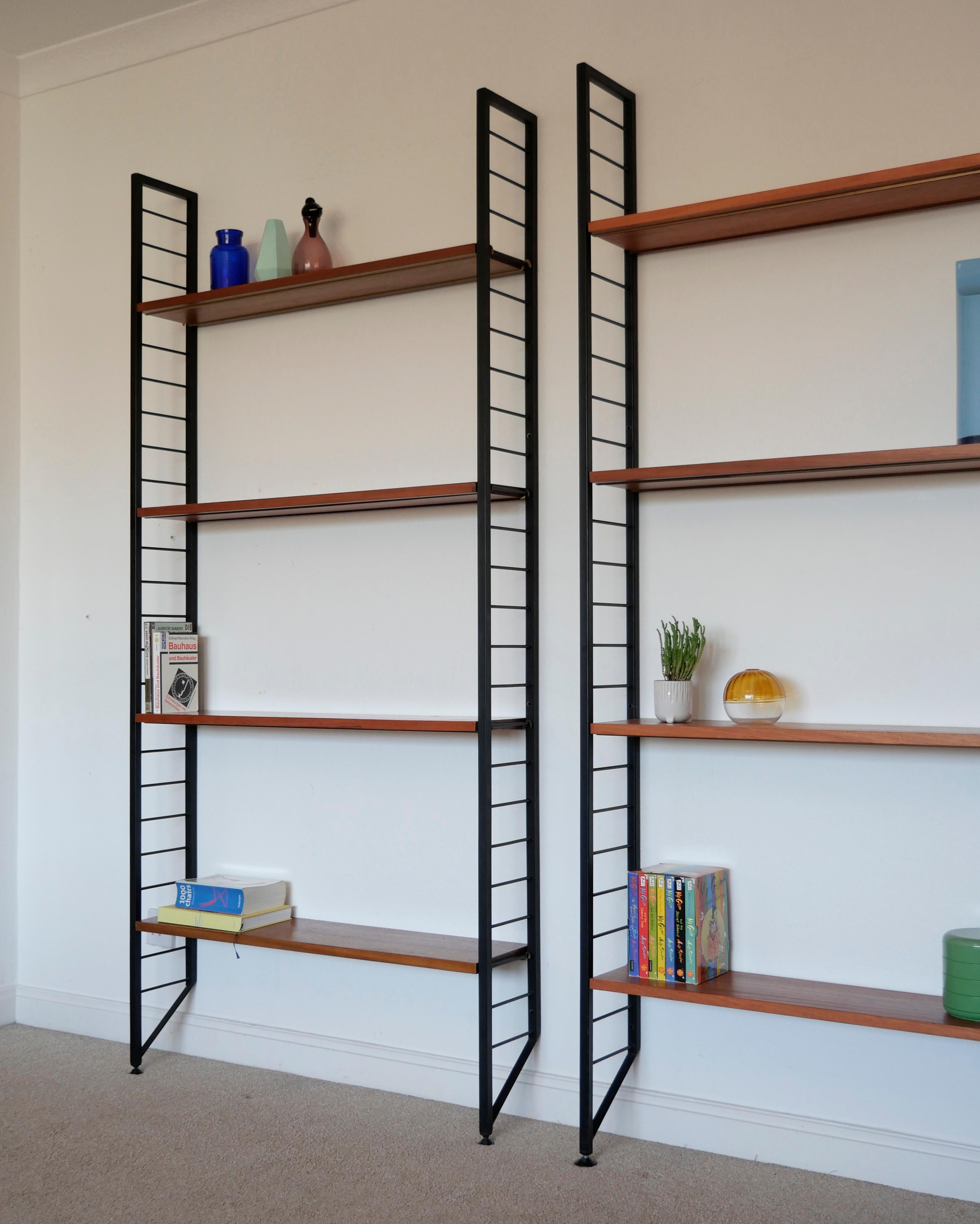 Staples Ladderax Shelving Unit, Teak Mid-Century like String Shelves, 1 of 2 In Good Condition For Sale In London, GB