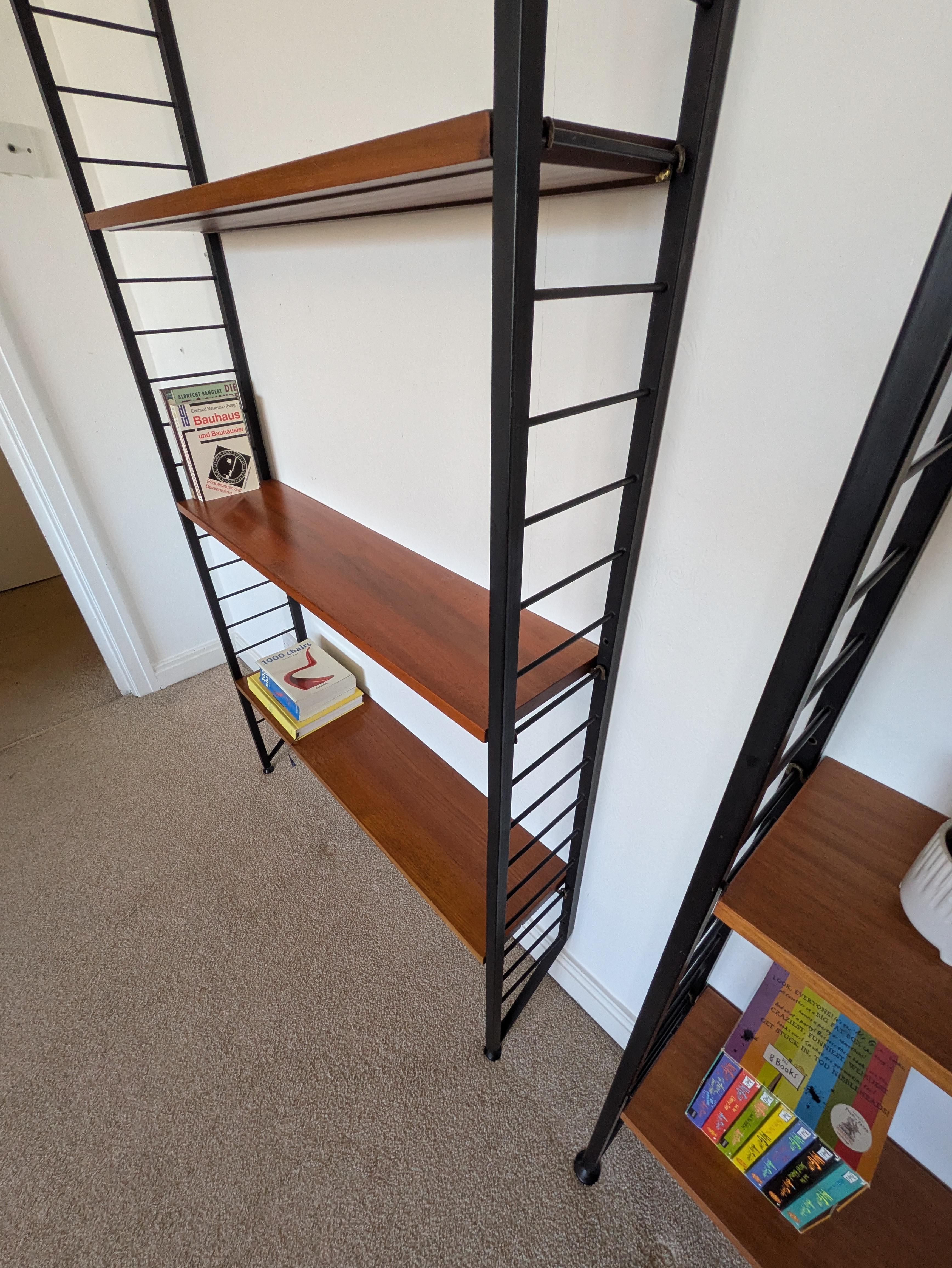 Staples Ladderax Shelving Unit, Teak Mid-Century like String Shelves, 1 of 2 For Sale 1