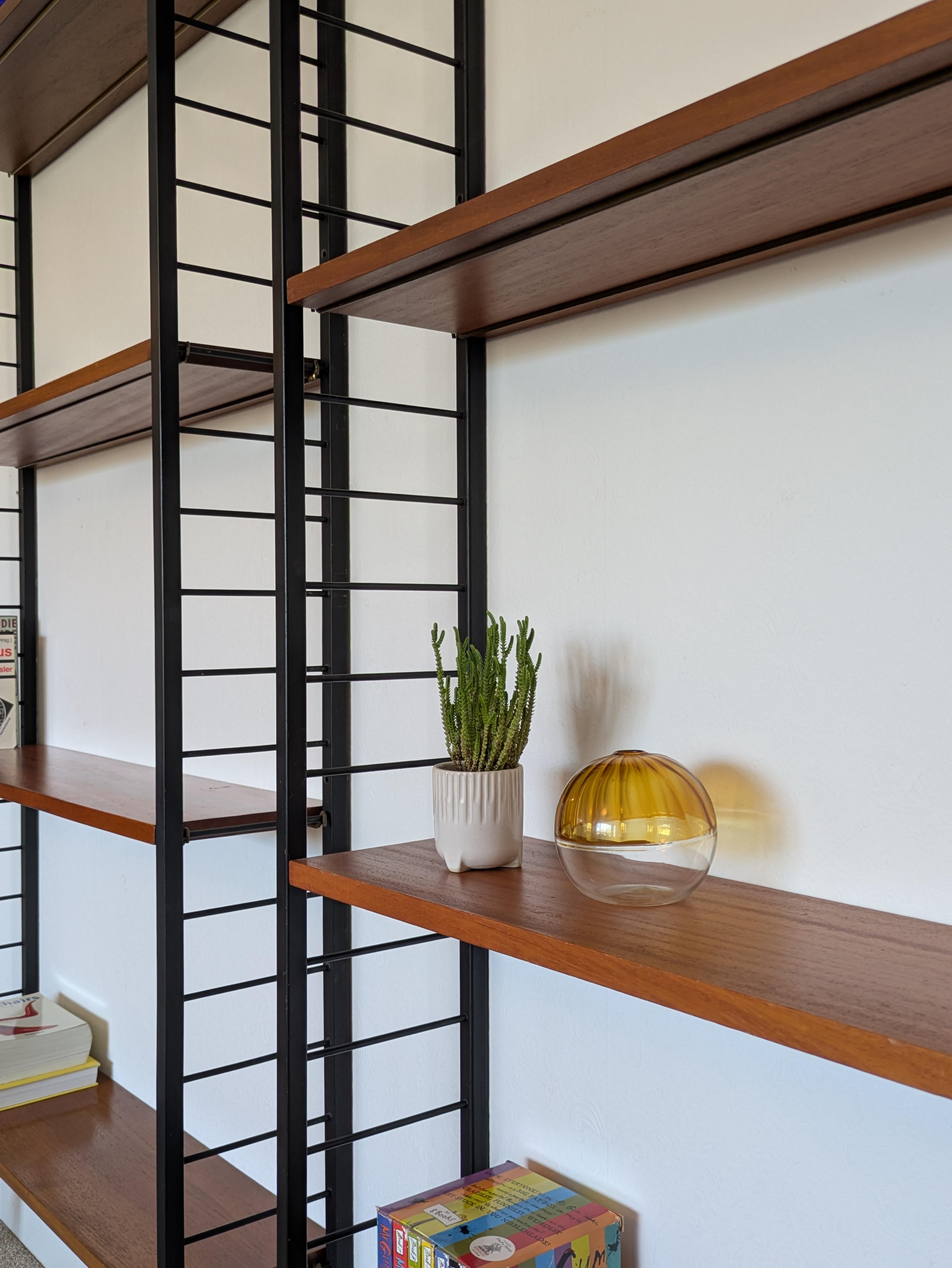 Staples Ladderax Shelving Unit, Teak Mid-Century like String Shelves, 2 of 2 For Sale 3