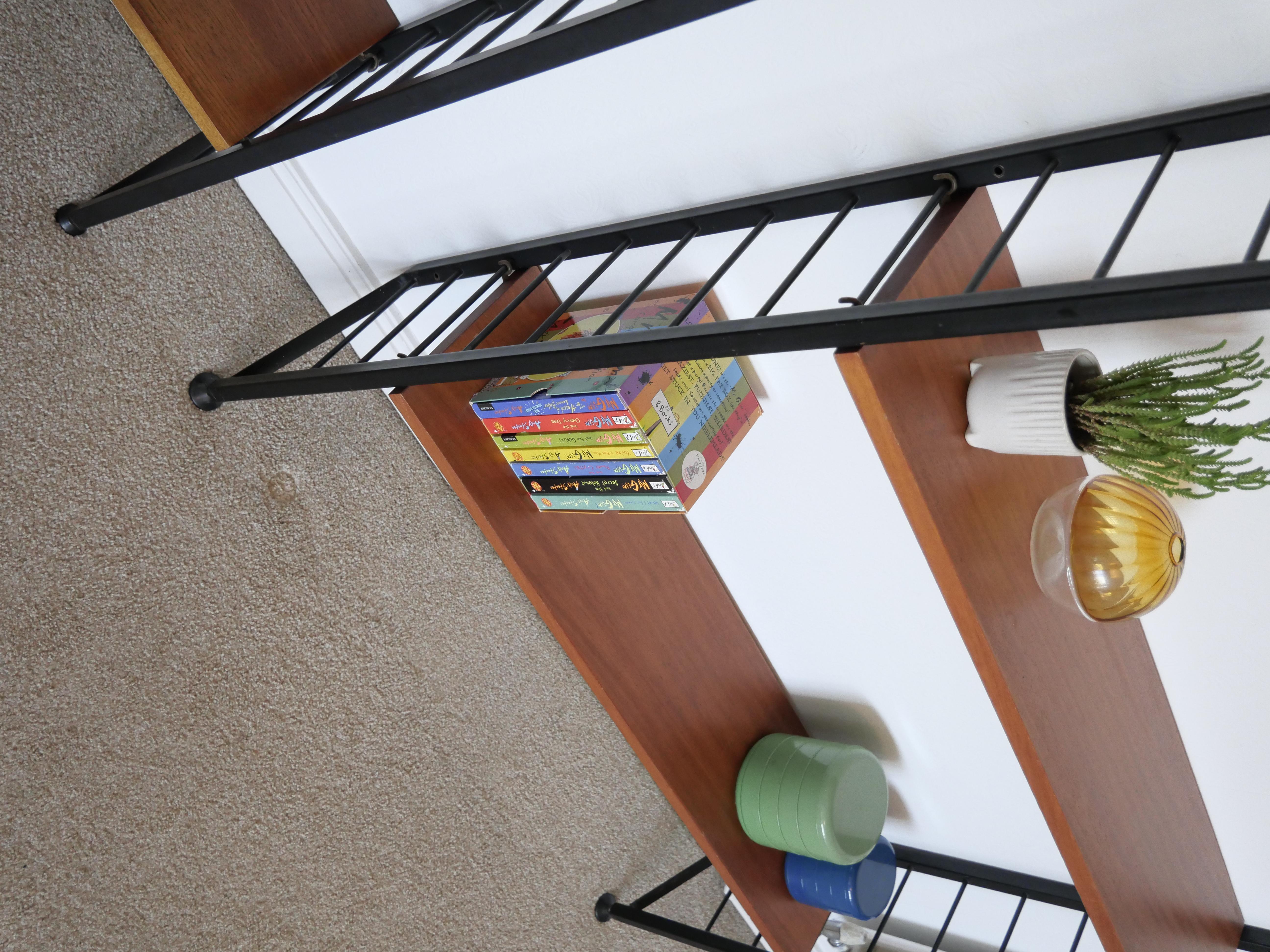 Staples Ladderax Shelving Unit, Teak Mid-Century like String Shelves, 2 of 2 For Sale 6