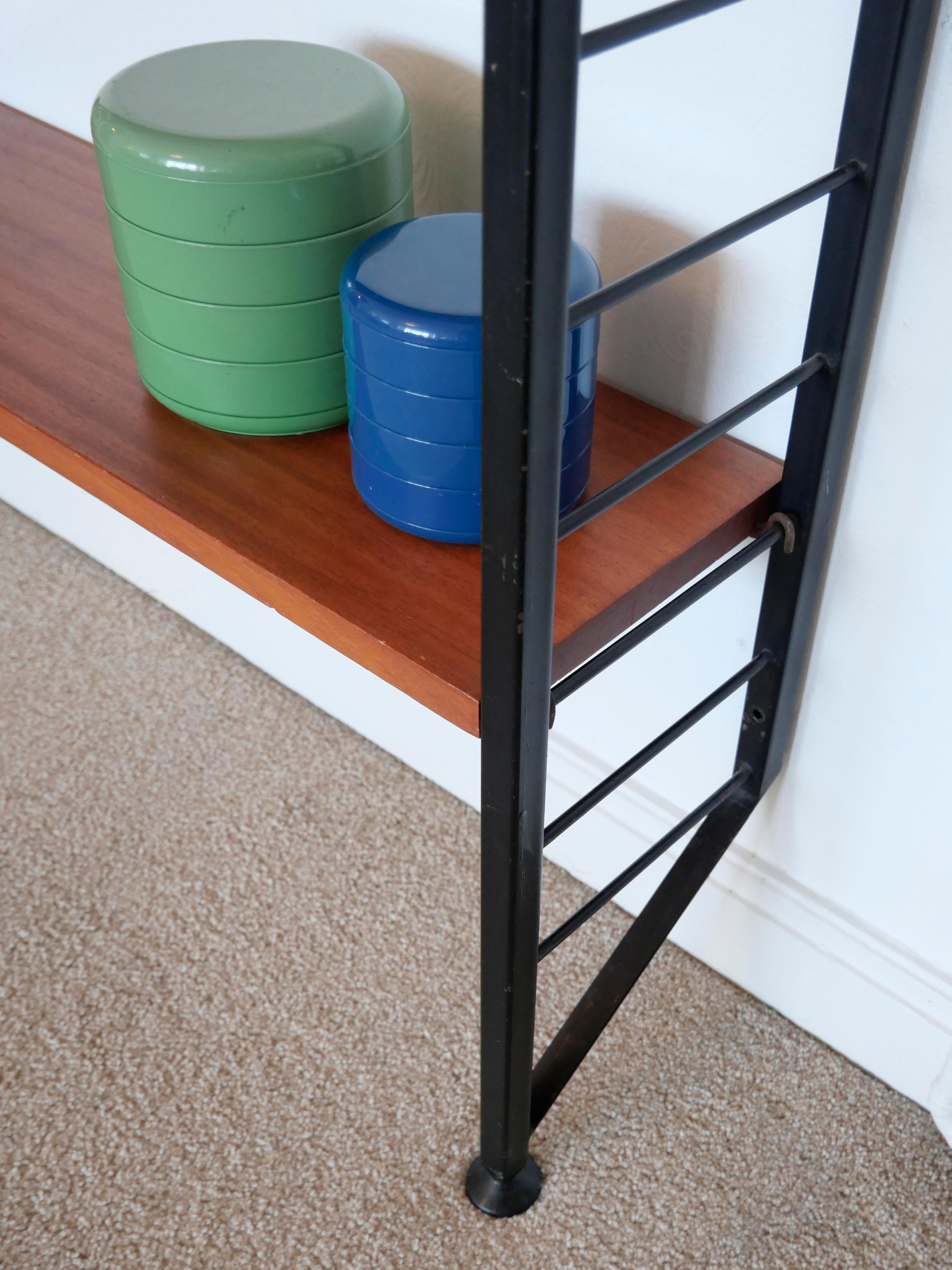 Staples Ladderax Shelving Unit, Teak Mid-Century like String Shelves, 2 of 2 For Sale 7