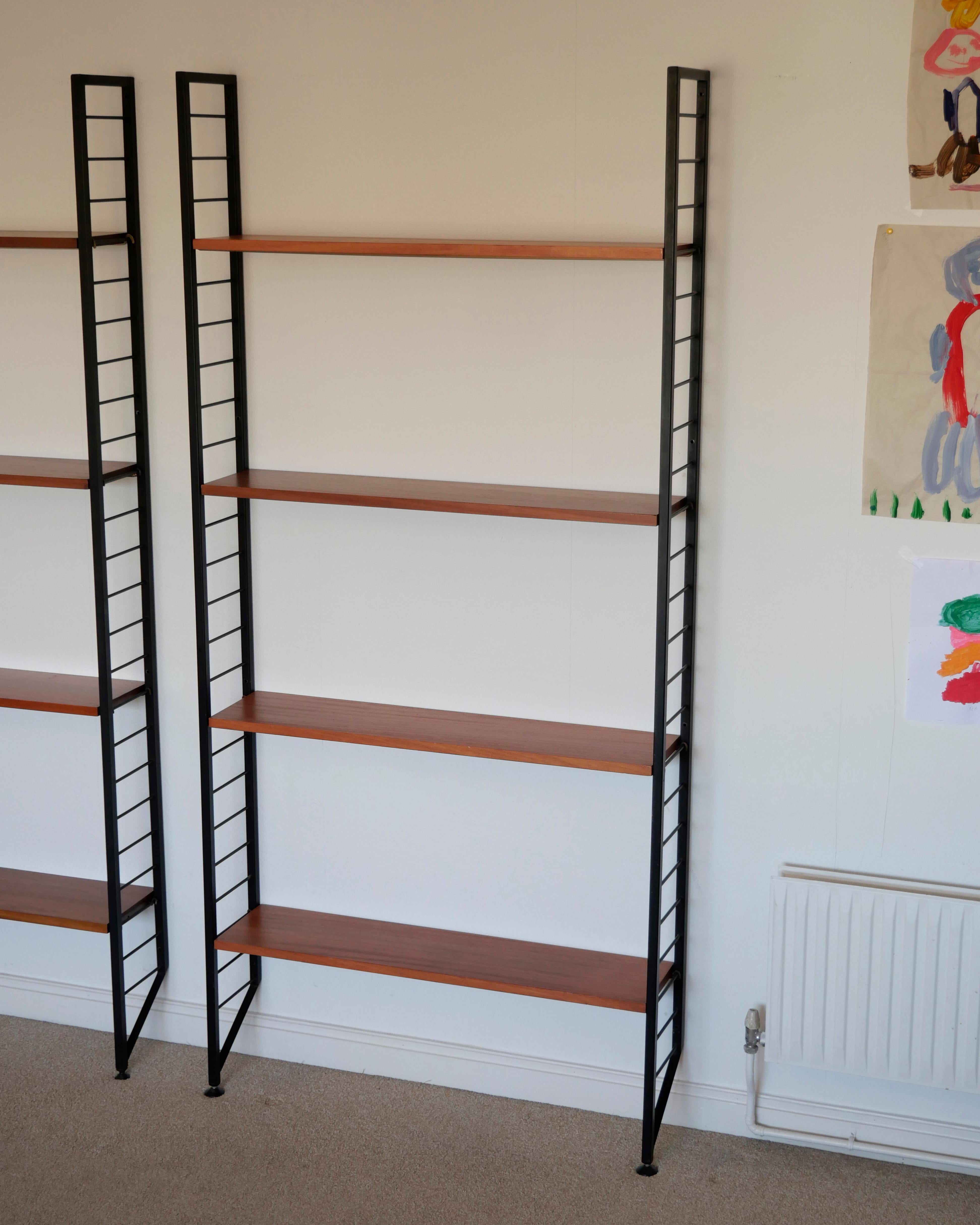 Mid-Century Modern Staples Ladderax Shelving Unit, Teak Mid-Century like String Shelves, 2 of 2 For Sale
