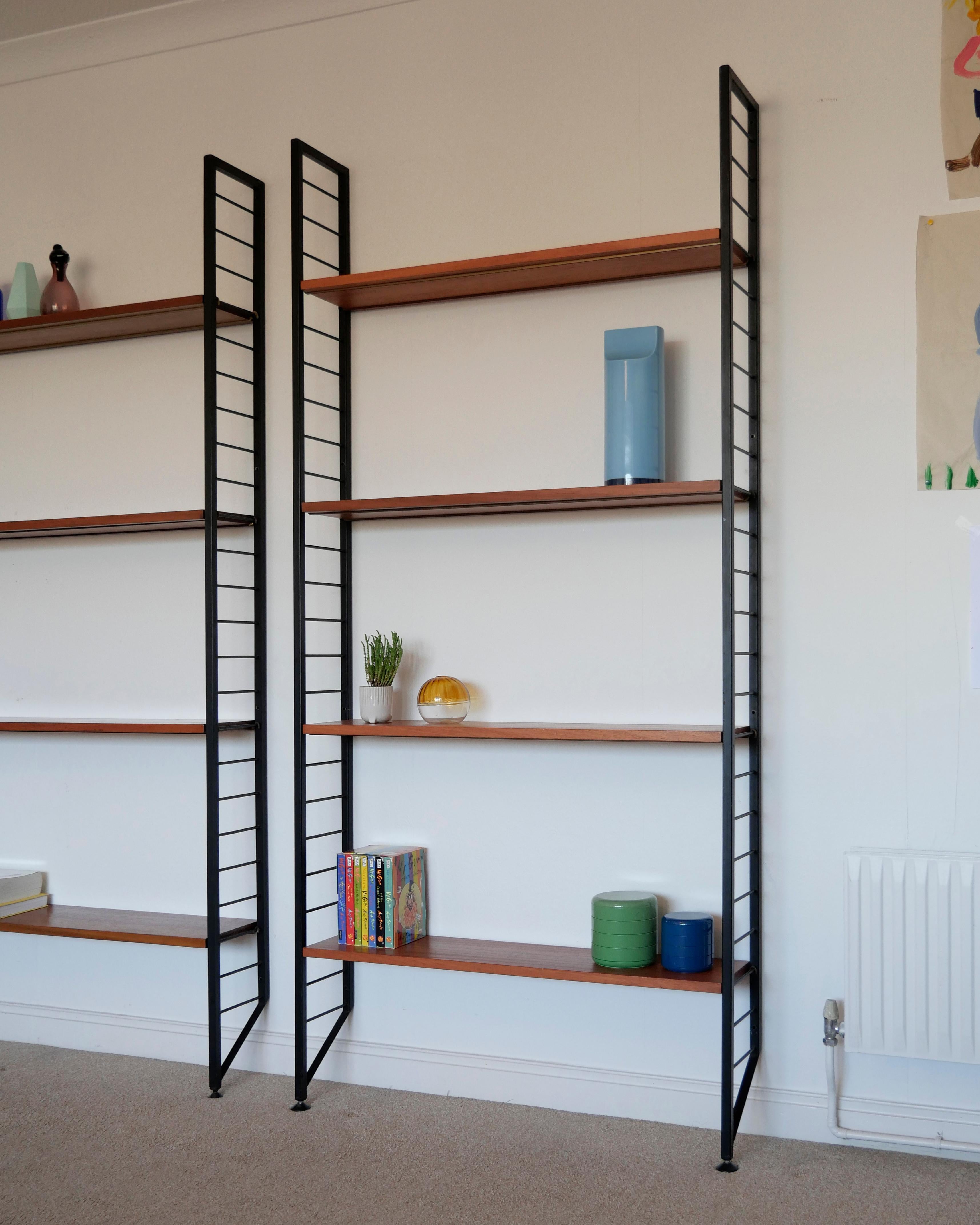 Staples Ladderax Shelving Unit, Teak Mid-Century like String Shelves, 2 of 2 In Good Condition For Sale In London, GB