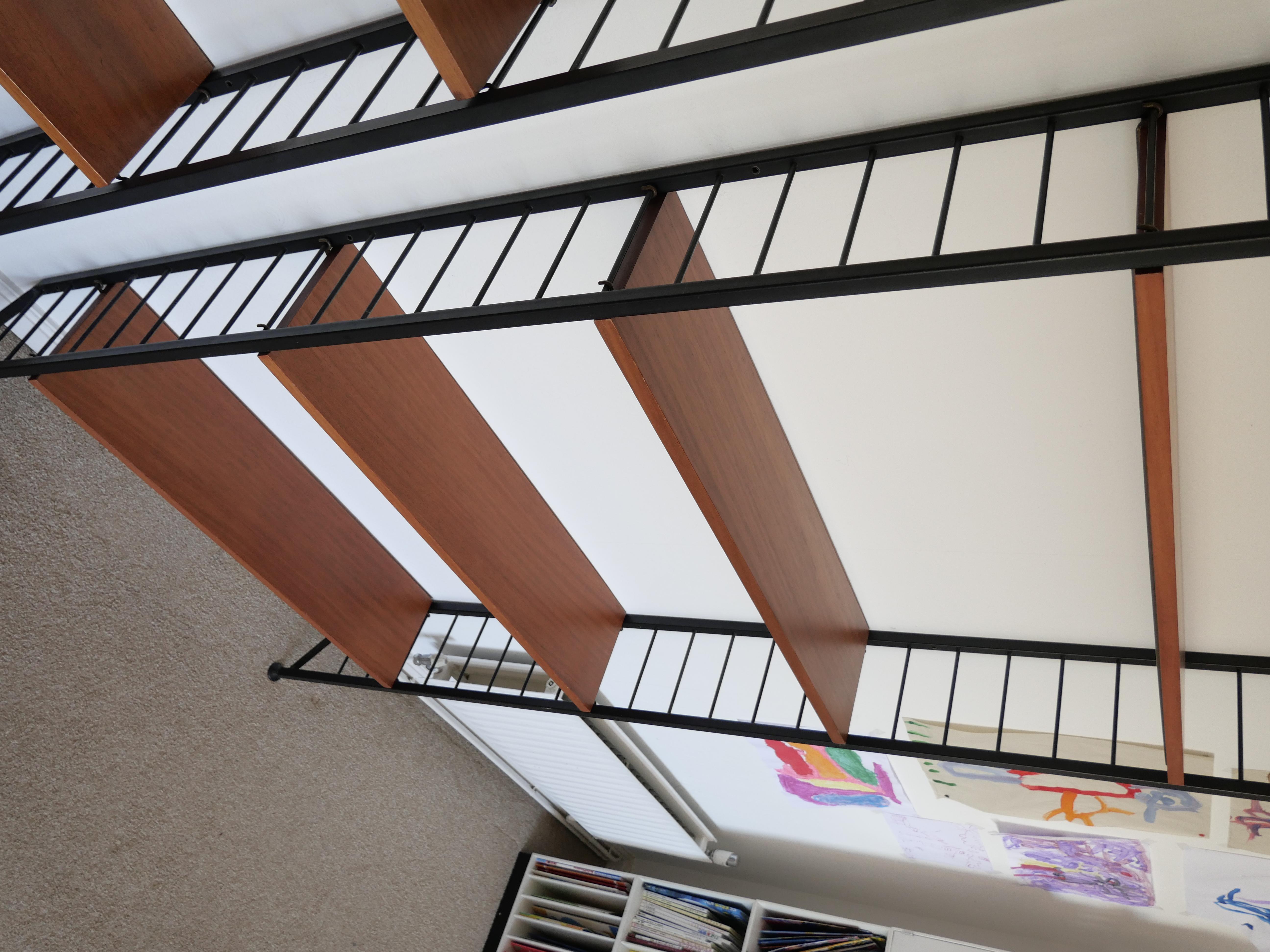 Metal Staples Ladderax Shelving Unit, Teak Mid-Century like String Shelves, 2 of 2 For Sale