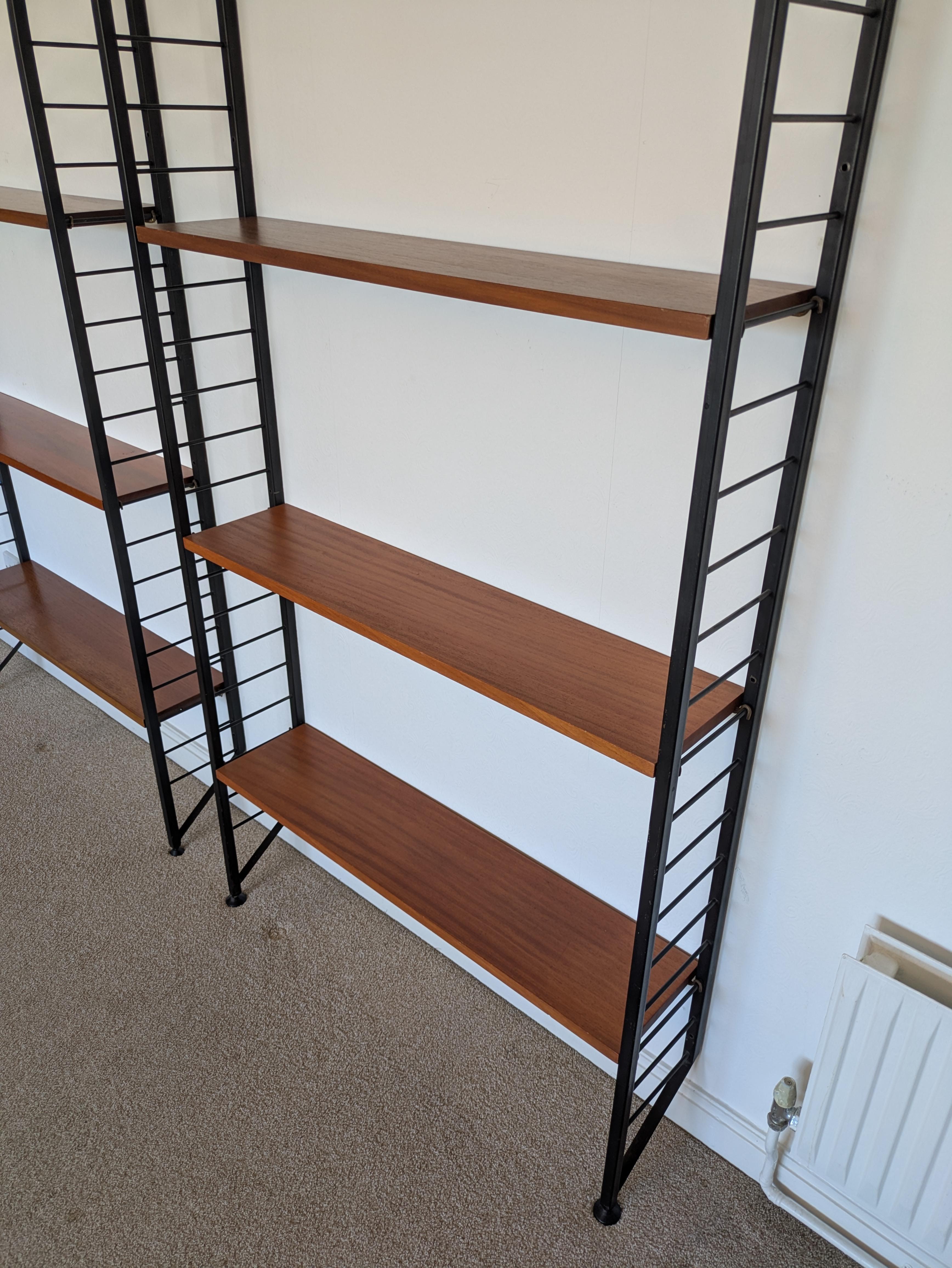 Staples Ladderax Shelving Unit, Teak Mid-Century like String Shelves, 2 of 2 For Sale 1