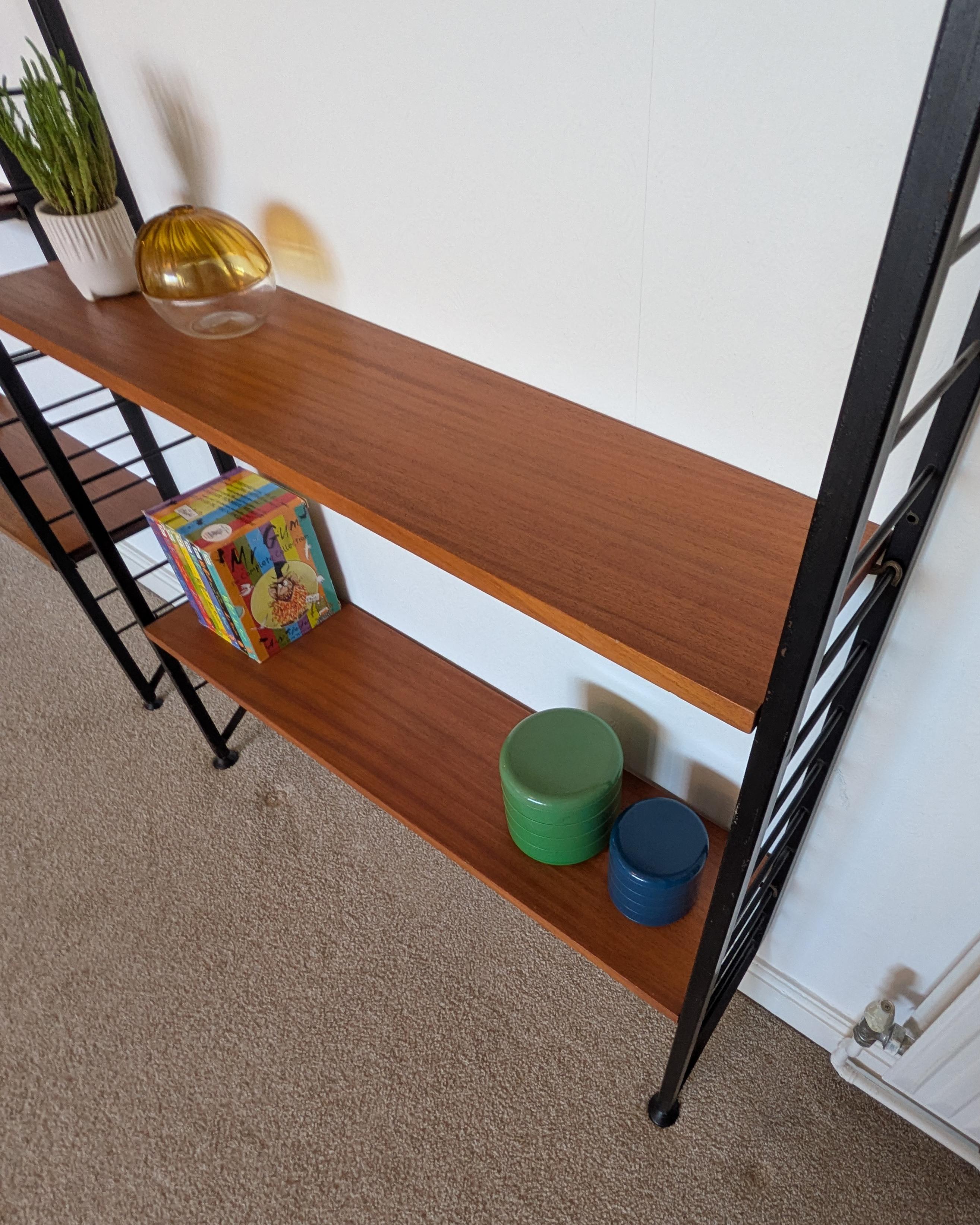 Staples Ladderax Shelving Unit, Teak Mid-Century like String Shelves, 2 of 2 For Sale 2