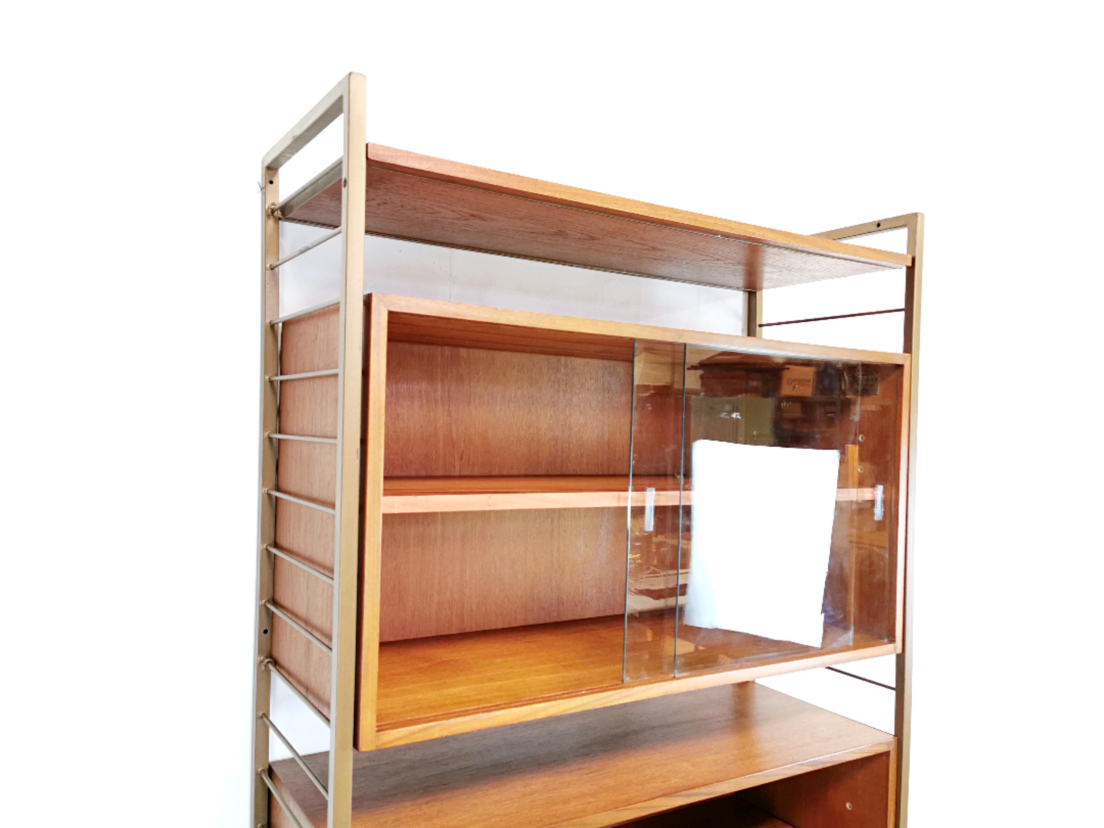 Single bay Ladderax modular system from the 1960s. 

A very well cared for example.

Fully adjustable internal shelving and cabinets.
 
