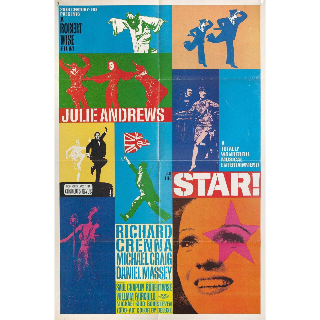 Original 1968 U.S. one sheet poster for the film Star! Directed by Robert Wise with Julie Andrews / Richard Crenna / Michael Craig / Daniel Massey. Very good-fine condition, folded. Many original posters were issued folded or were subsequently