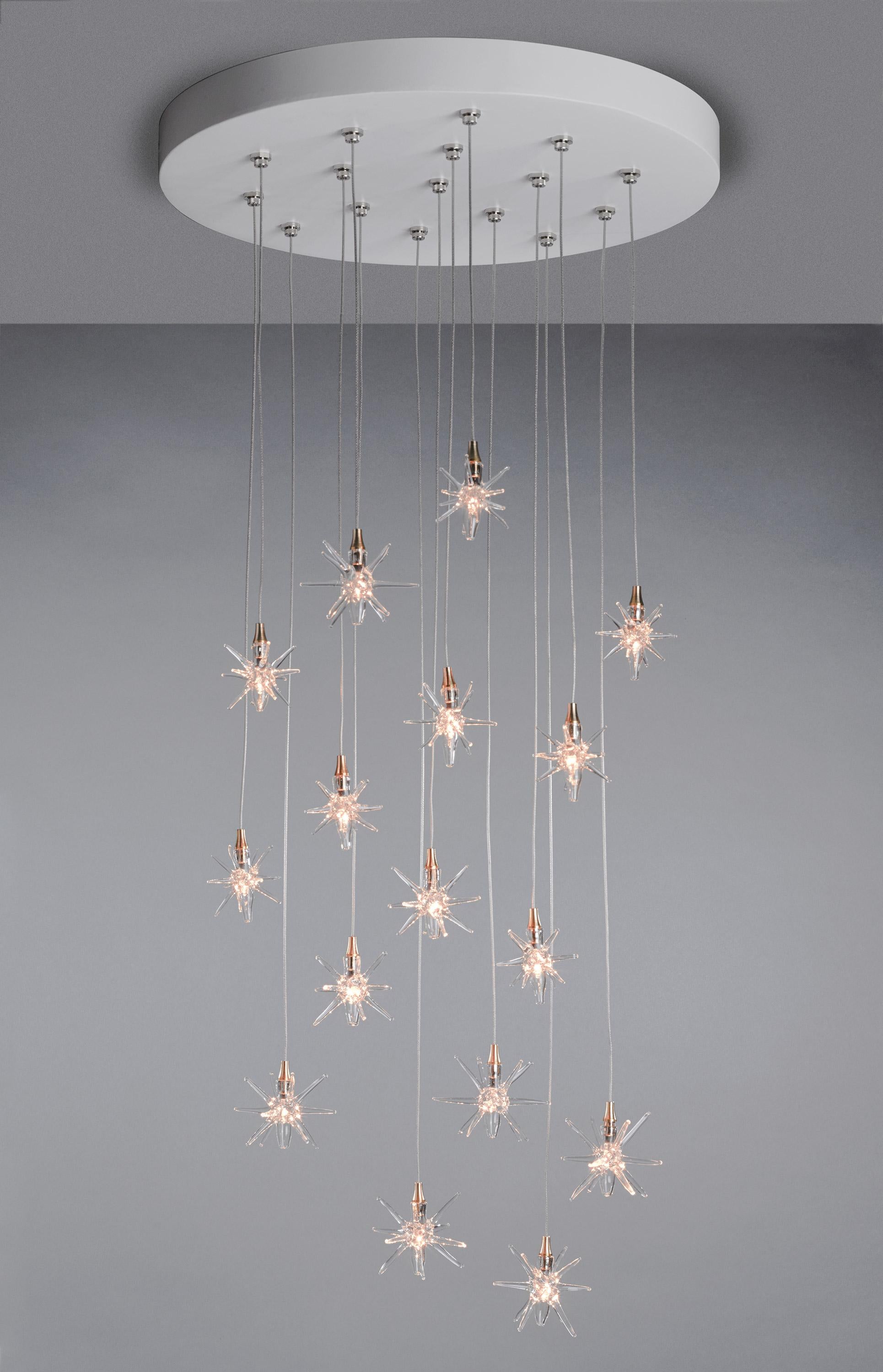 Other Star 22 Blown Glass Chandelier for Dining Room or Kitchen by Shakuff For Sale