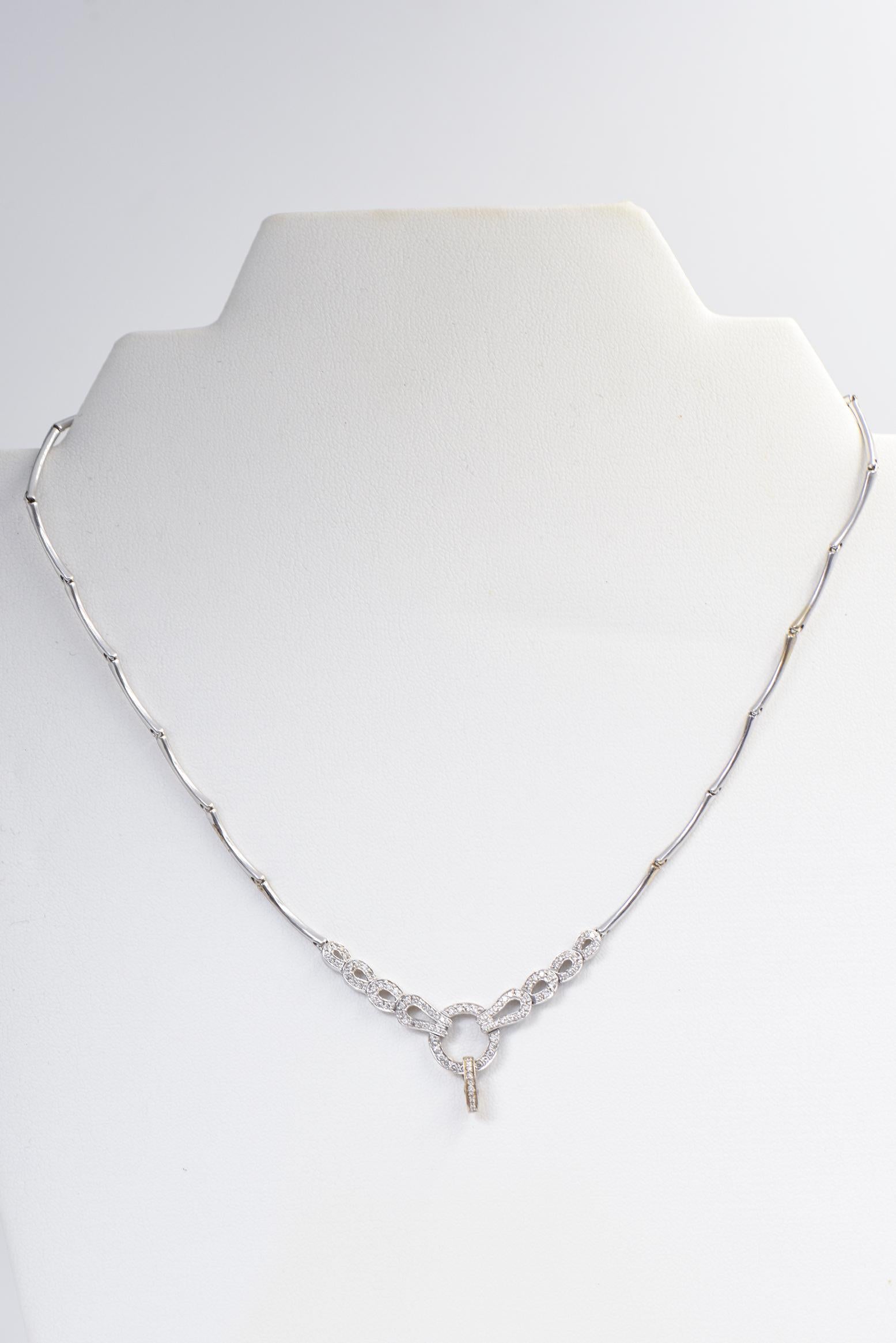 Abnehmbare Halskette mit Stern- und Herzkreis-Diamant-Tropfen aus Weißgold 4