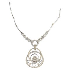 Retro Star and Heart Circle Diamond Drop Removable White Gold Pendant Necklace