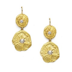 Susan Lister Locke Star &  Sea Graduated Dangle Earrings with .40 Carat Diamonds