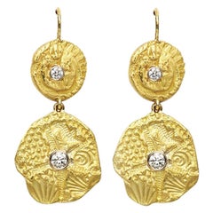 Susan Lister Locke Star &  Sea Graduated Dangle Earrings with .40 Carat Diamonds