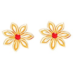 Star Anise Flower 14k gold earrings.
