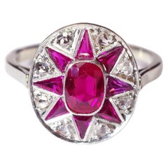 Star Art Deco Ring in White Gold 18k and Platinum