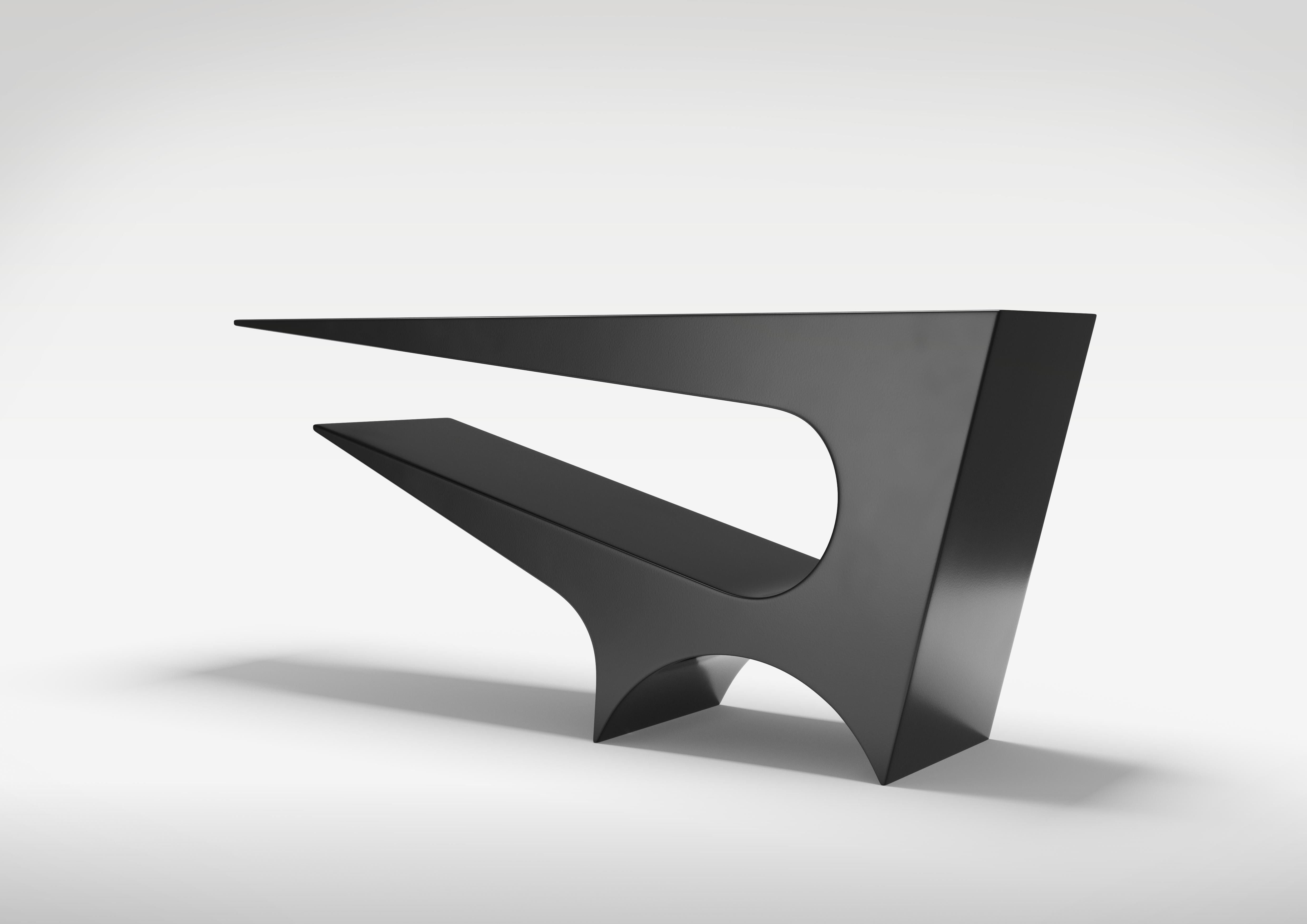 Star Axis Console Table in Black Matte Aluminum by Neal Aronowitz For Sale 3