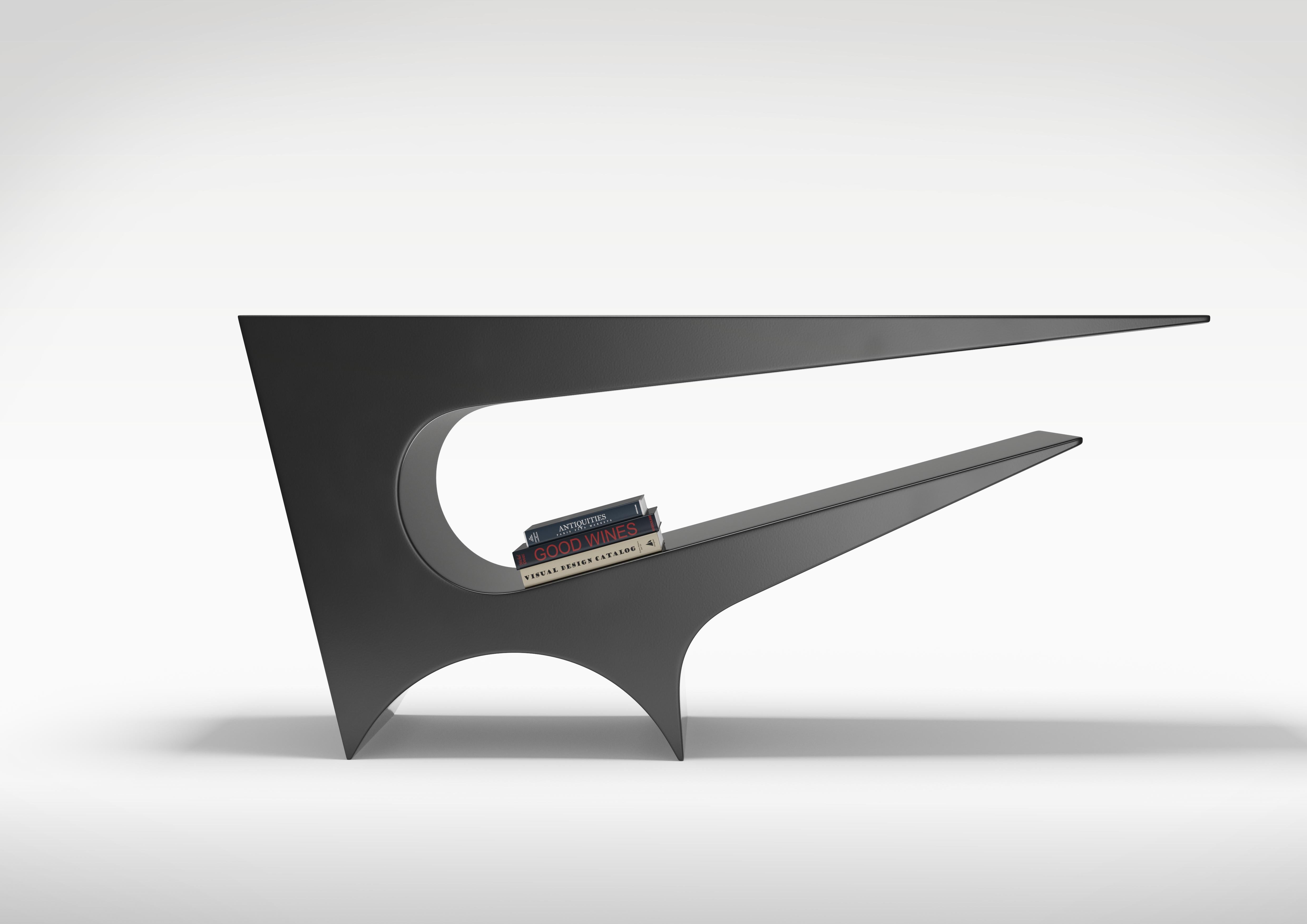 Hand-Crafted Star Axis Console Table in Black Matte Aluminum by Neal Aronowitz For Sale