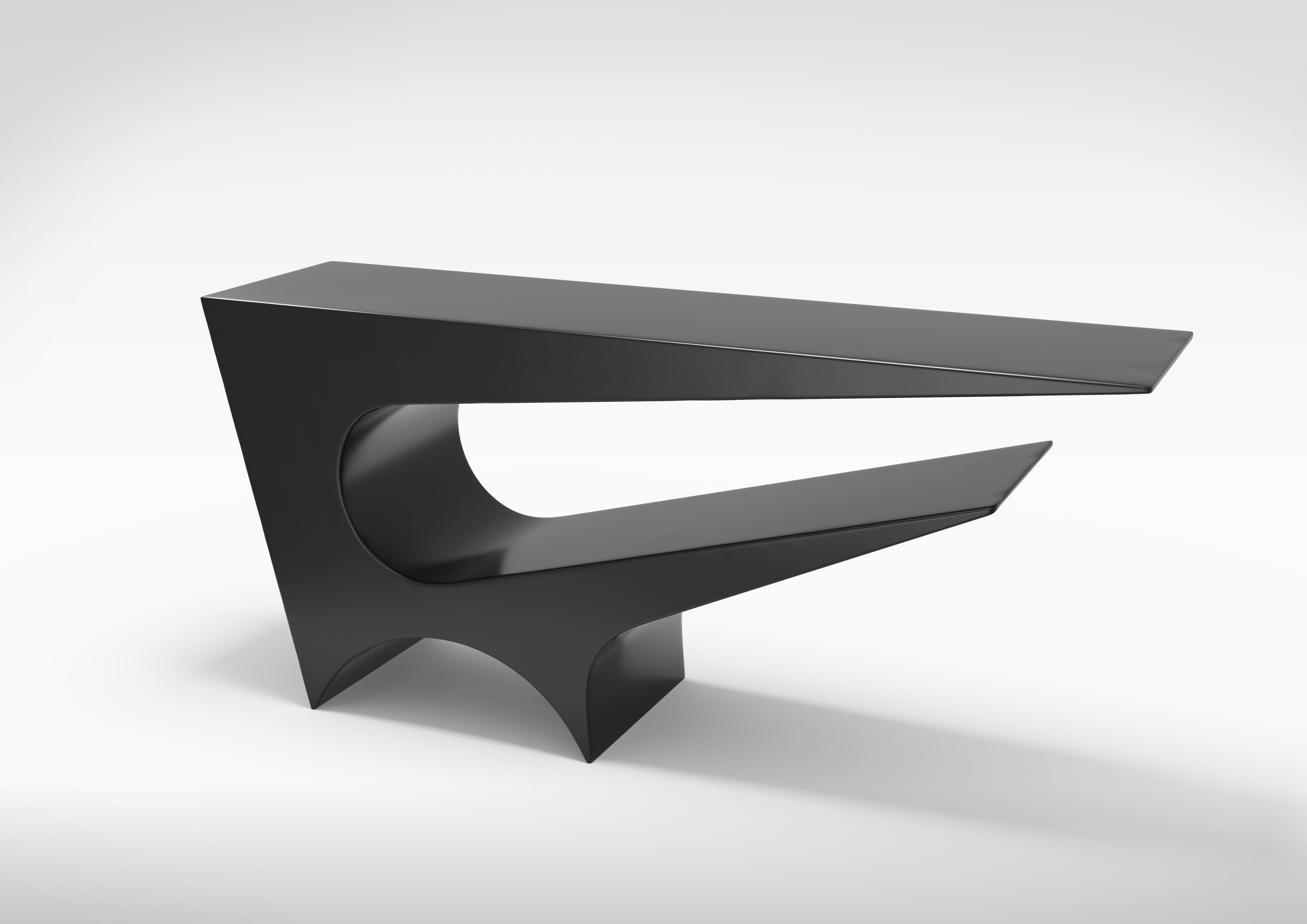 Contemporary Star Axis Console Table in Black Matte Aluminum by Neal Aronowitz For Sale