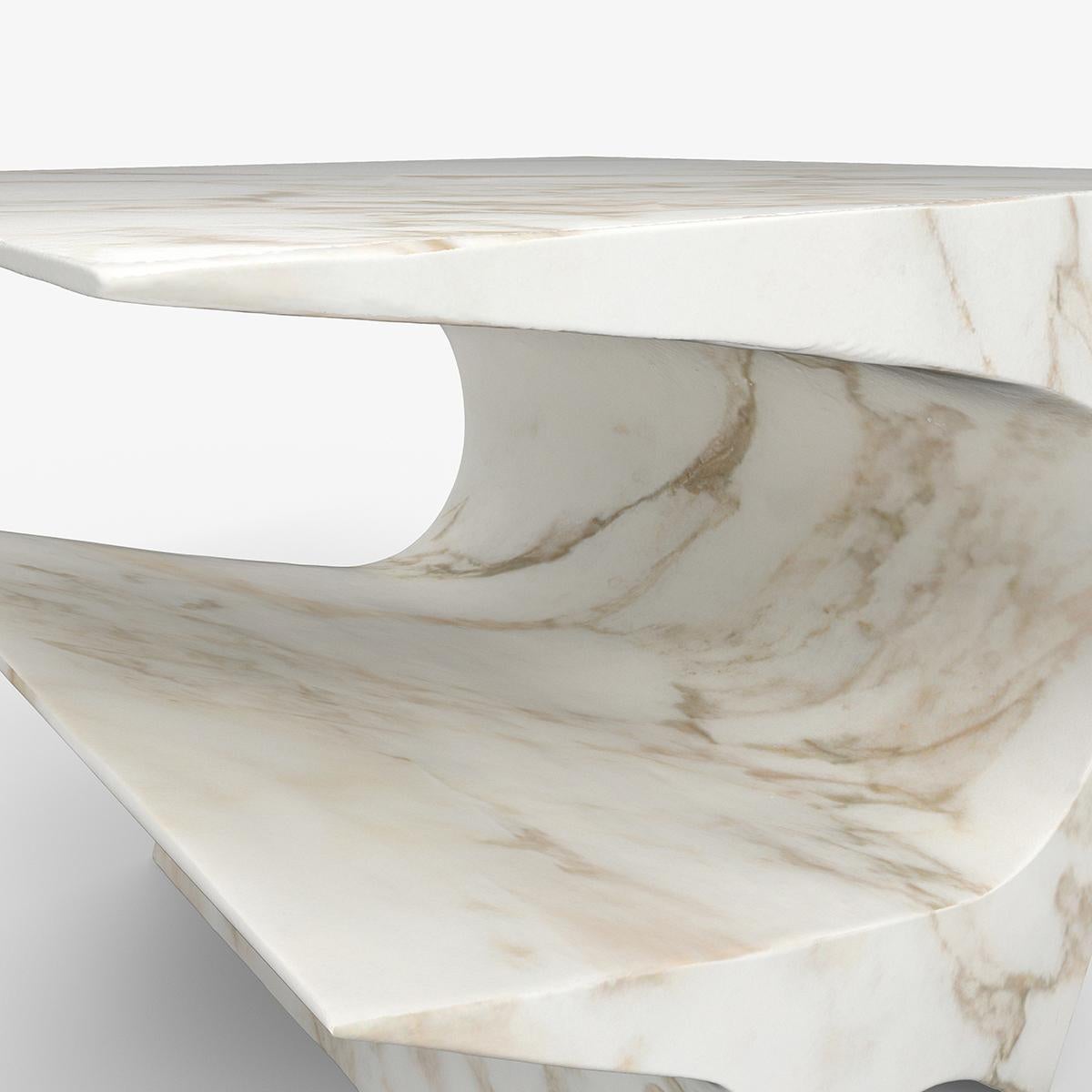 Hand-Crafted Star Axis Side Table in Marble by Neal Aronowitz For Sale