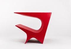 Star Axis Beistelltisch aus rotem Aluminium von Neal Aronowitz