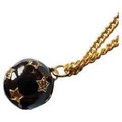 Star Ball Chain Necklace White Diamond Black Diamond Enamel Victorian Style