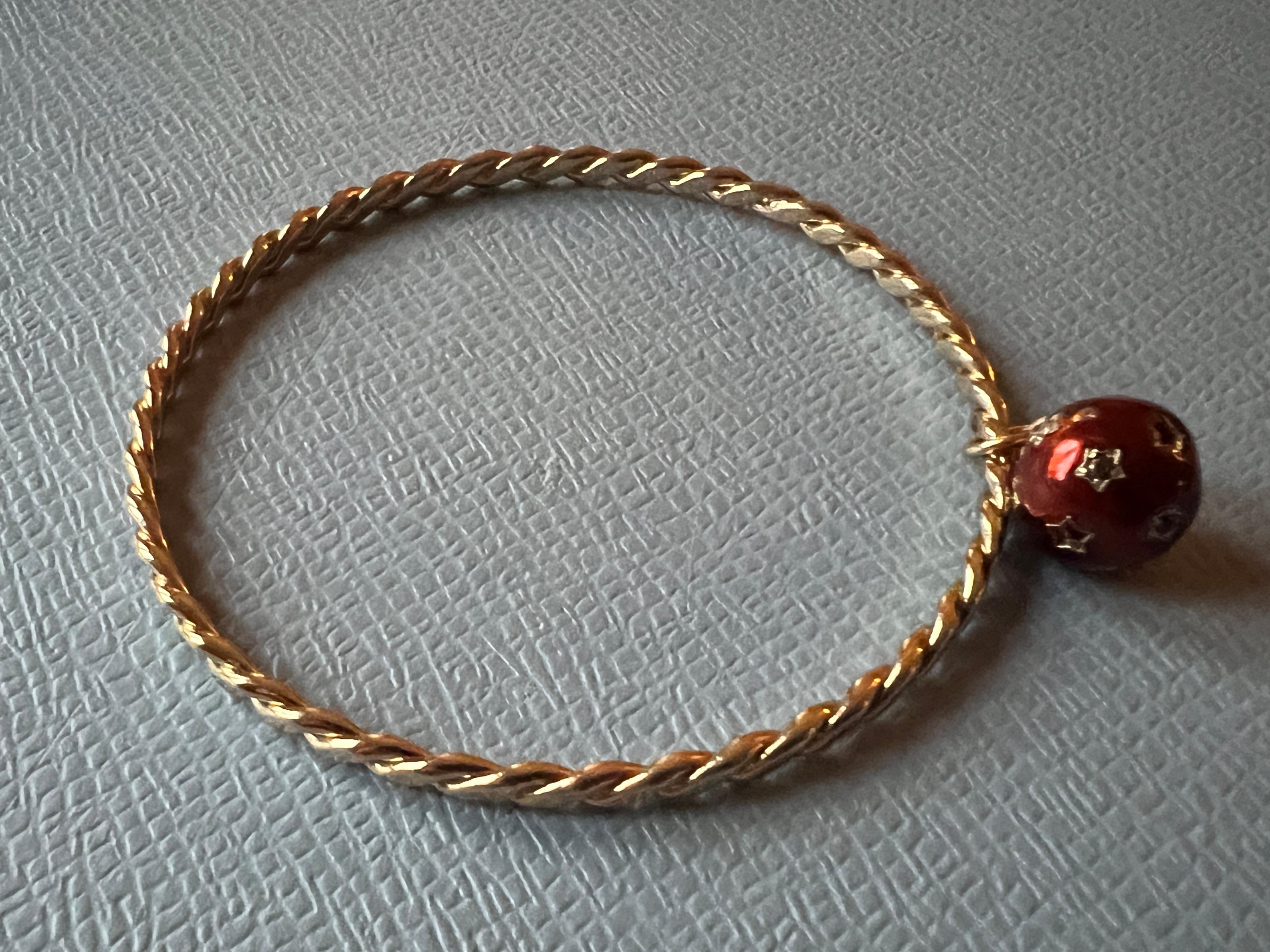 Bracciale a forma di stella con diamante e smalto rosso in stile vittoriano in vendita 4