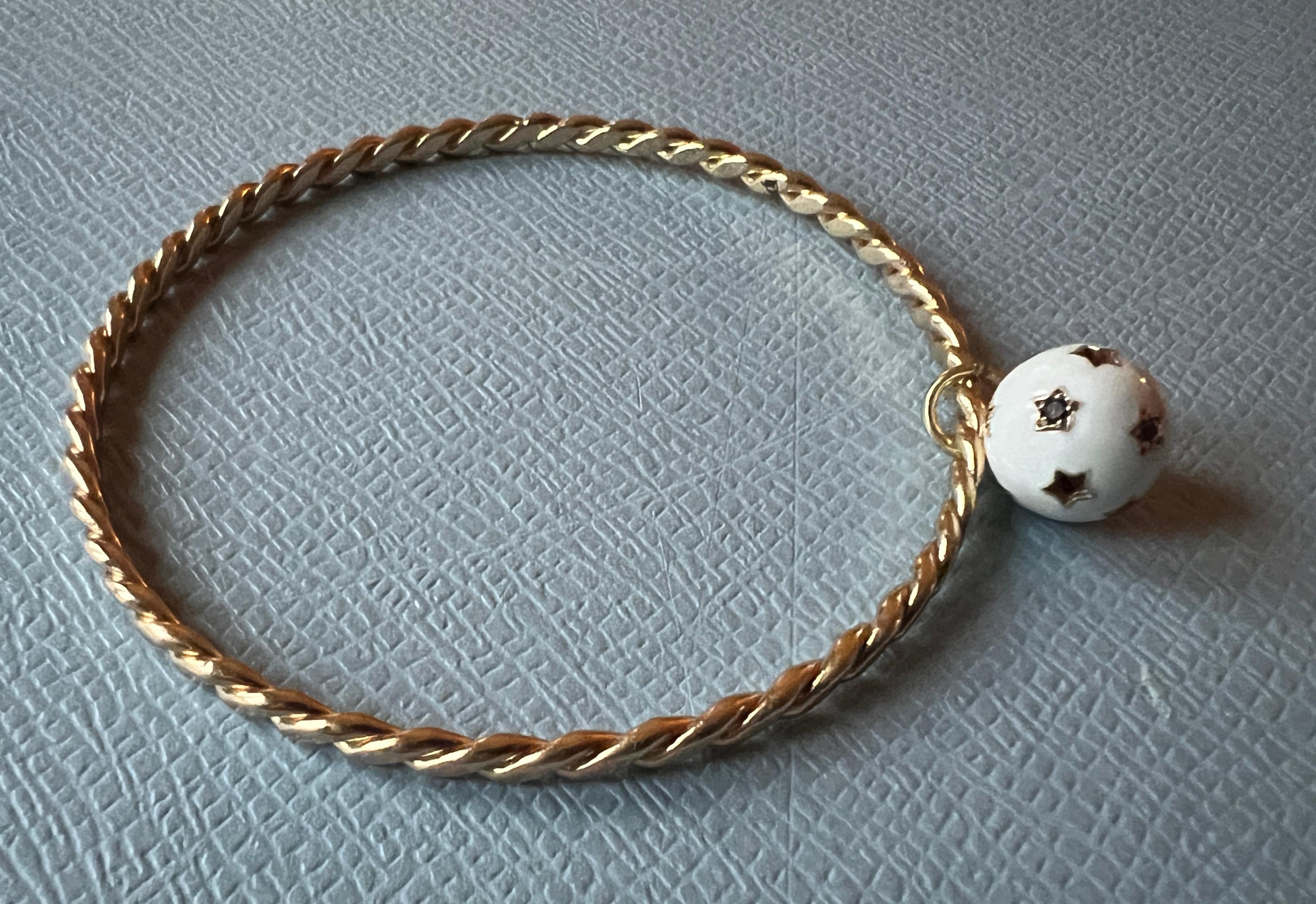 Diamant-Armreif Weißer Emaille-Stern (Zeitgenössisch)