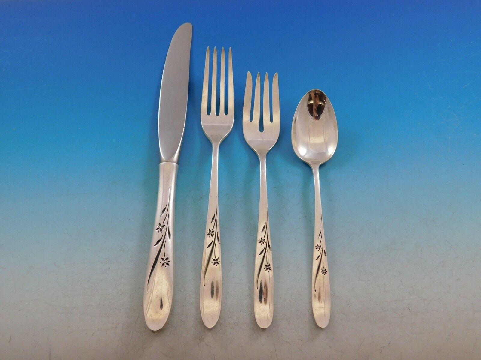 Ensemble de couverts en argent sterling pour 12 personnes 64 pièces Star Blossom par Alvin Excellent état - En vente à Big Bend, WI