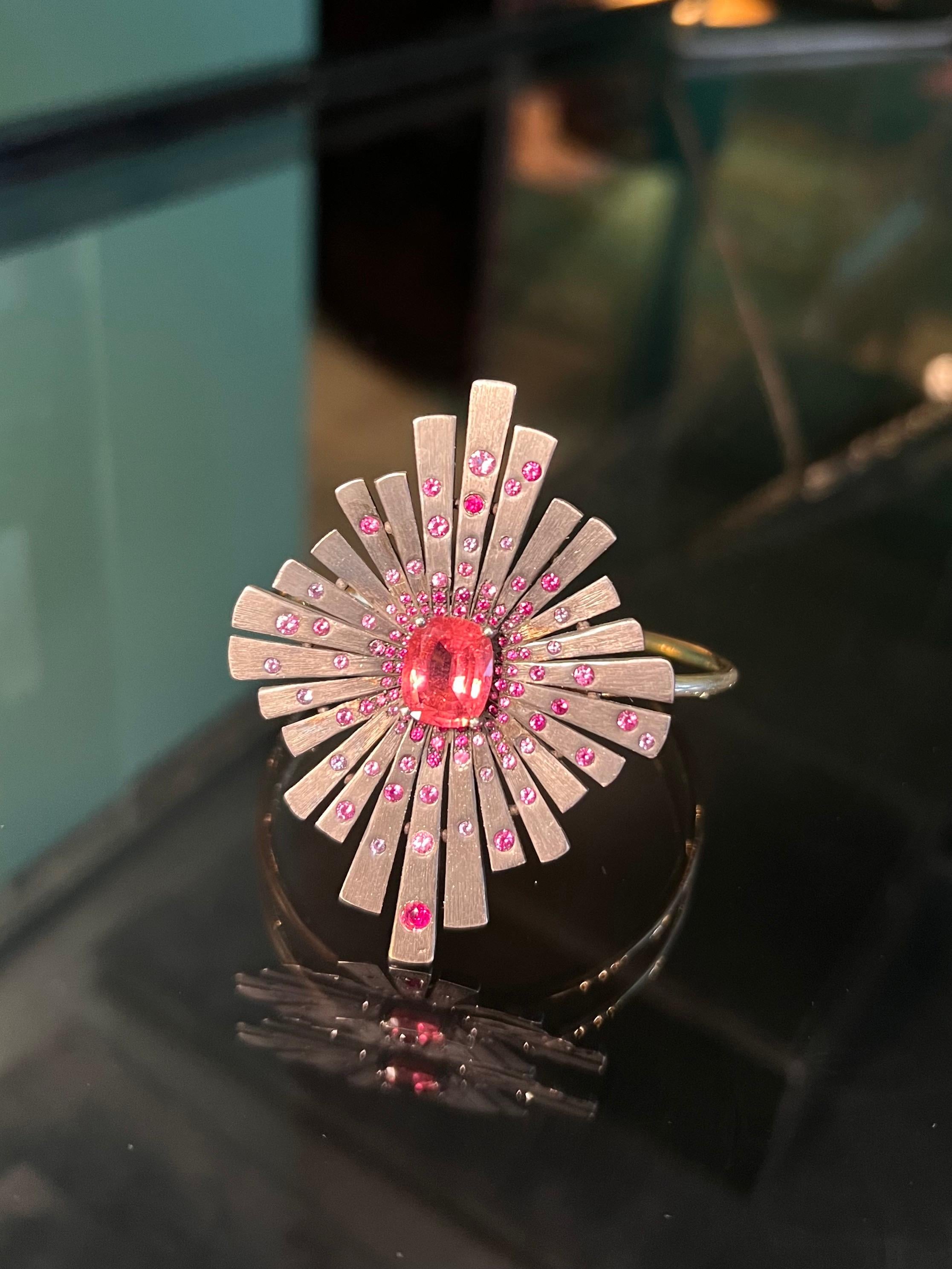 Bracciale Stella in oro, argento e zaffiri rosa In condizioni buone in vendita a PARIS, FR