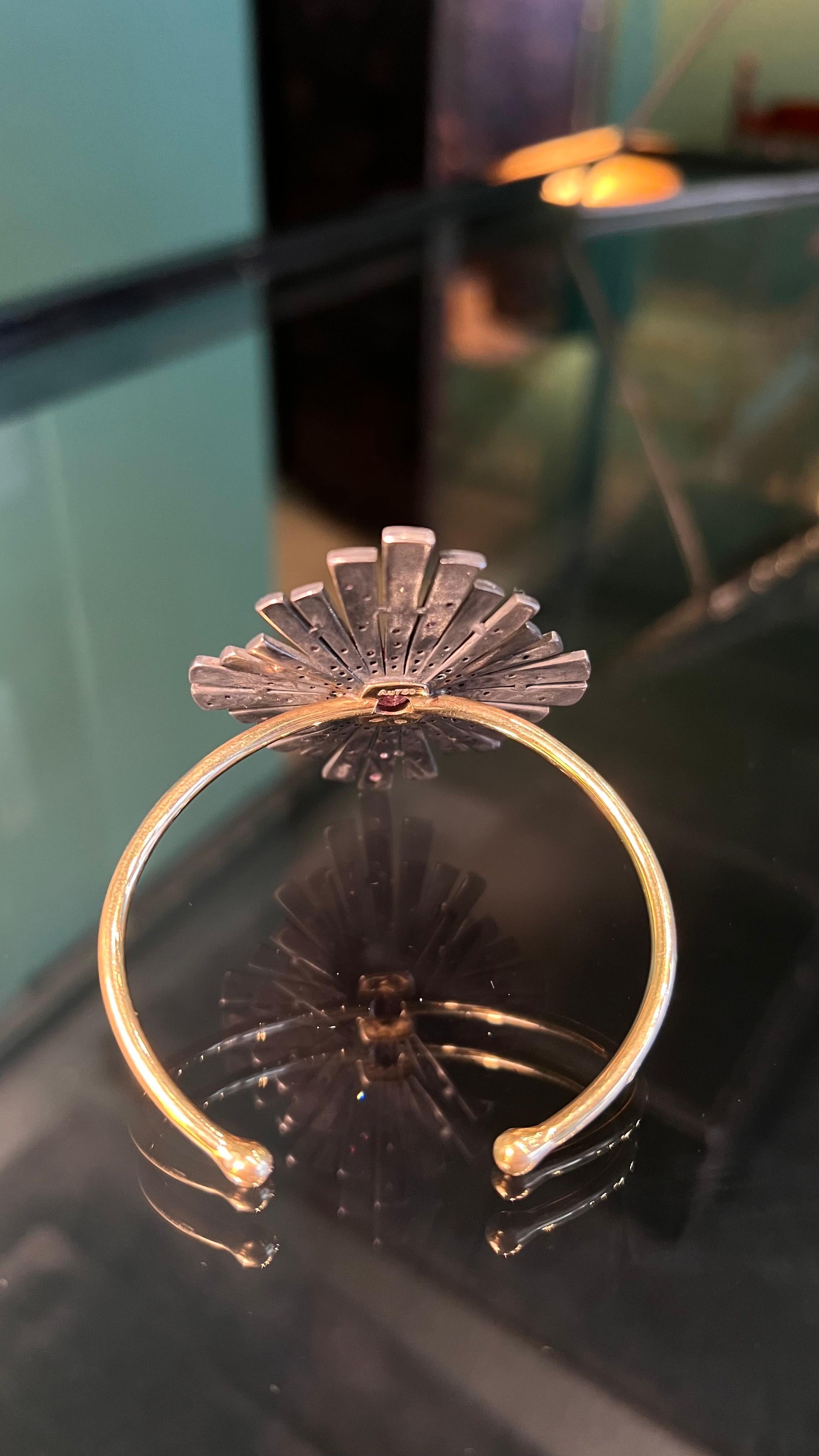 Bracciale Stella in oro, argento e zaffiri rosa in vendita 1