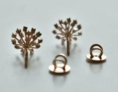 Star Burst Natural Diamond Ear Stud Statement Earrings in 14k Gold