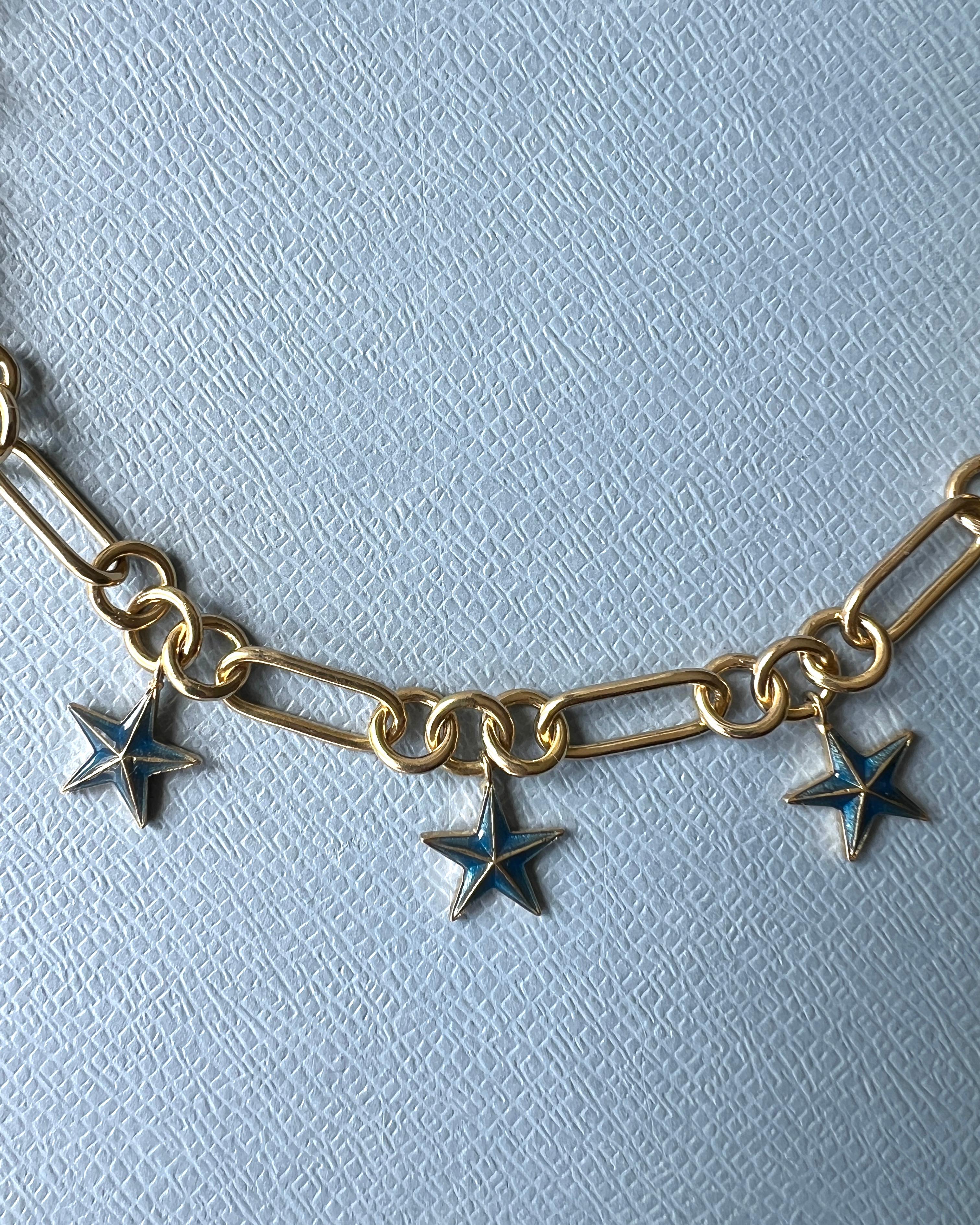 Star Charm Chain Necklace Gold Plated Choker For Sale 5