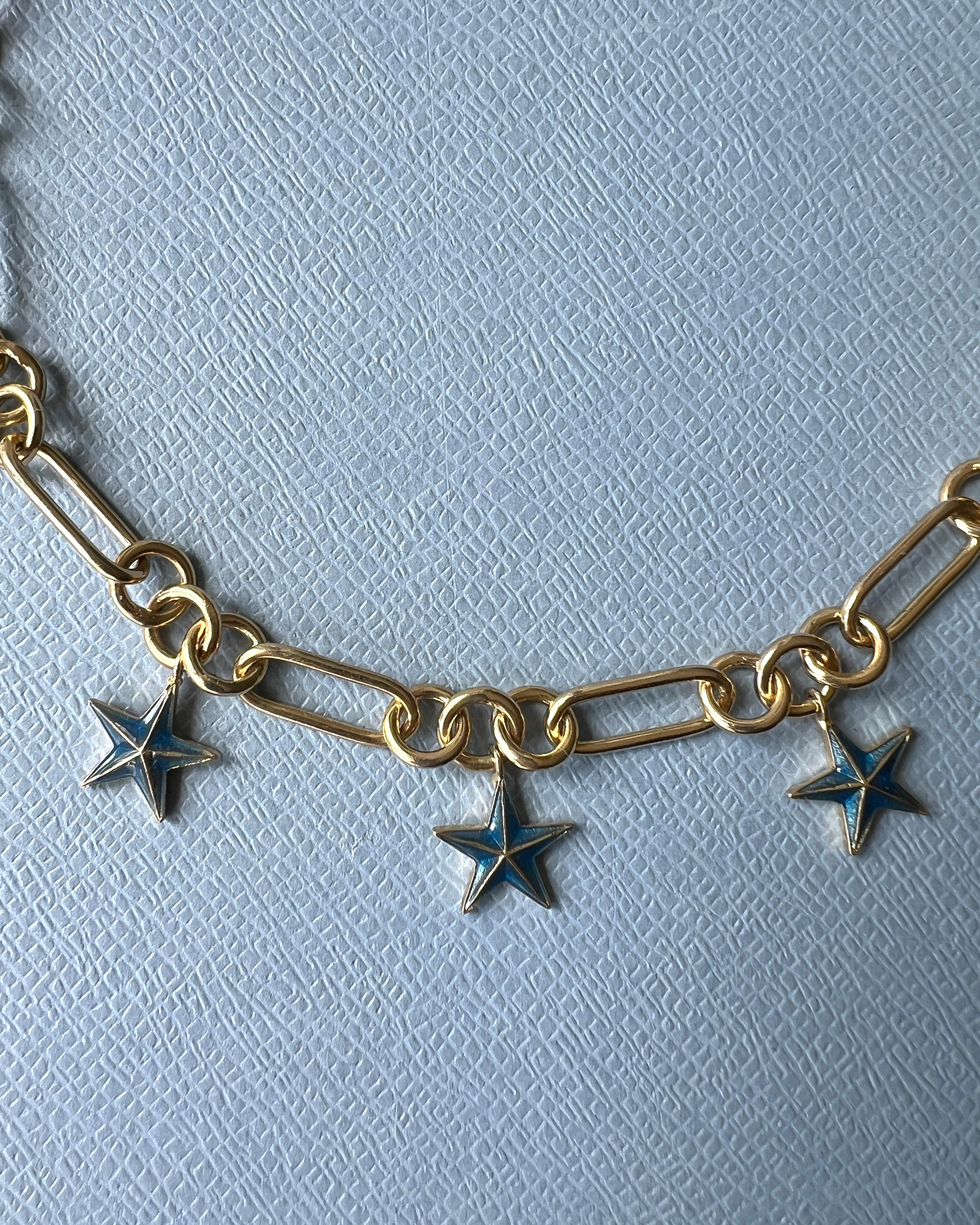 Star Charm Chain Necklace Gold Plated Choker For Sale 6