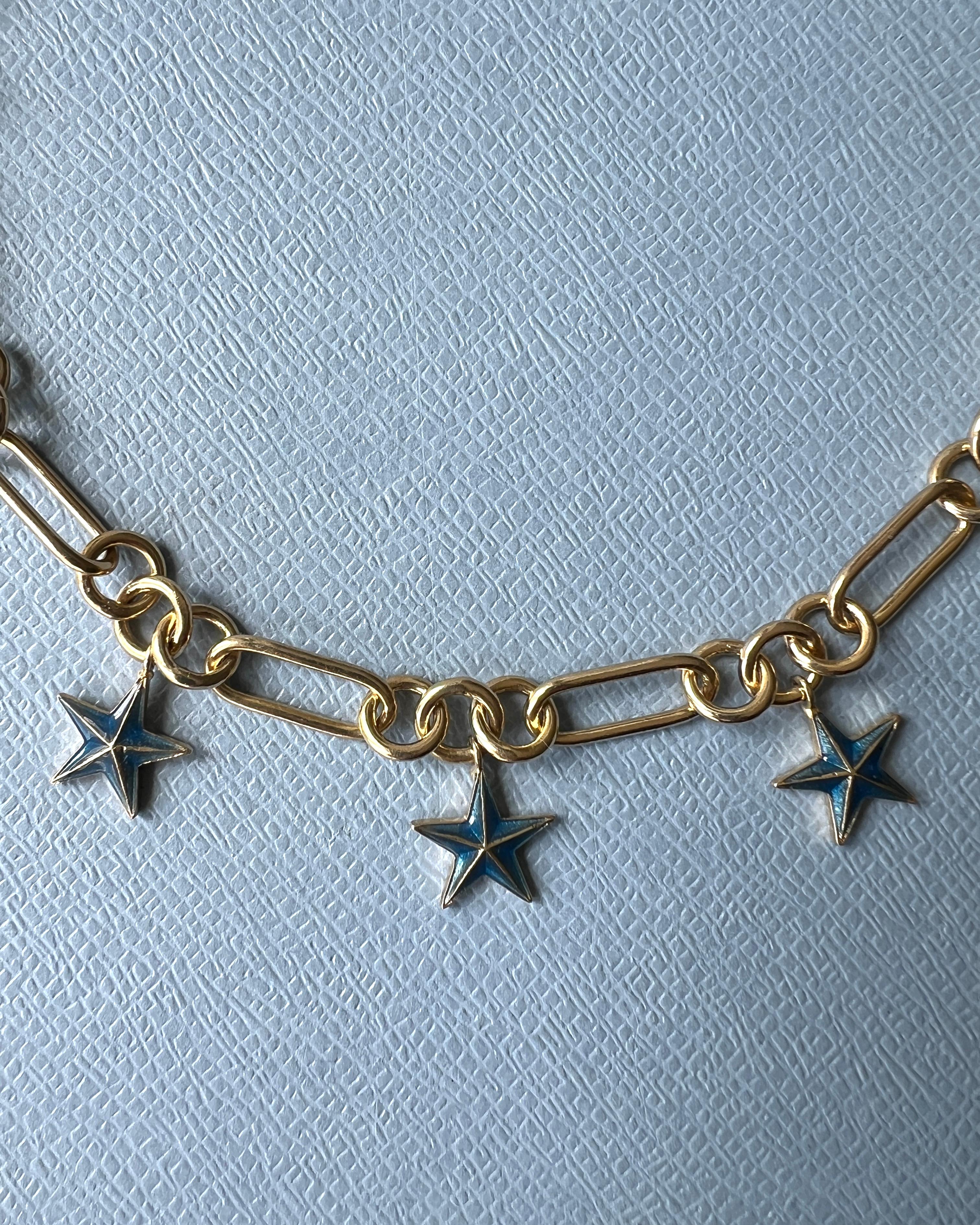Star Charm Chain Necklace Gold Plated Choker For Sale 7