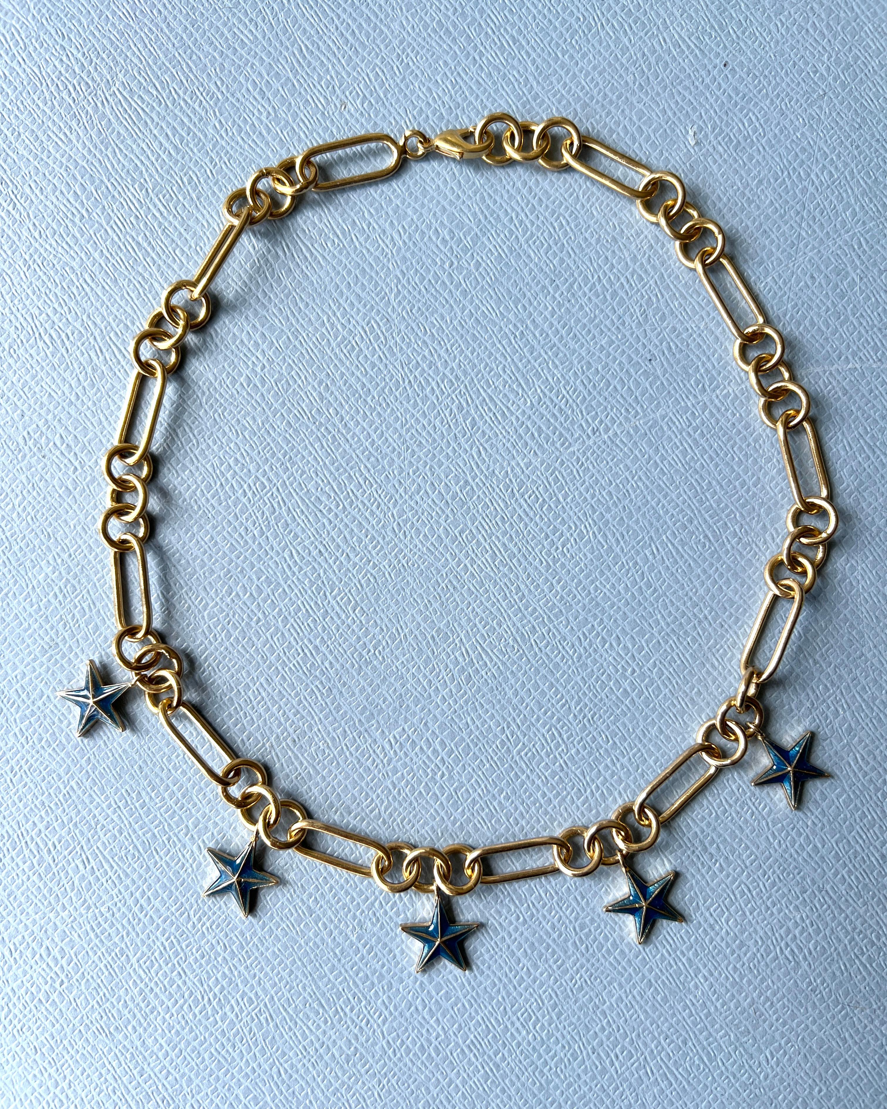 Star Charm Chain Necklace Gold Plated Choker For Sale 8