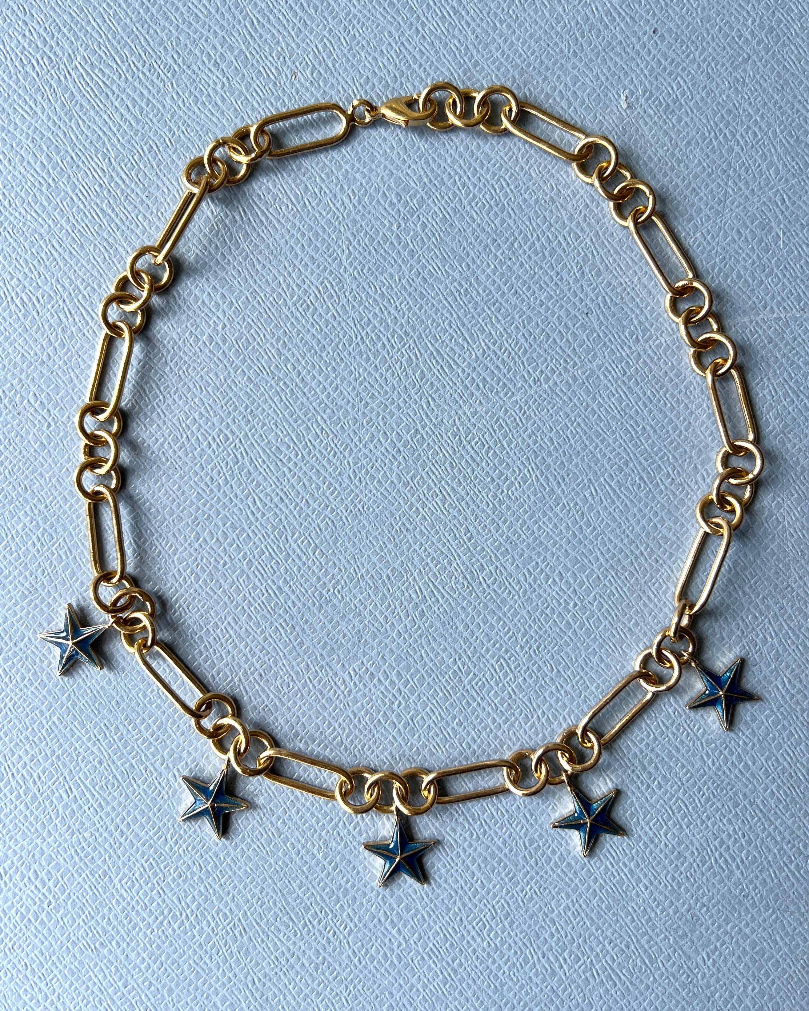 Women's Star Charm Chain Necklace Gold Plated Choker For Sale