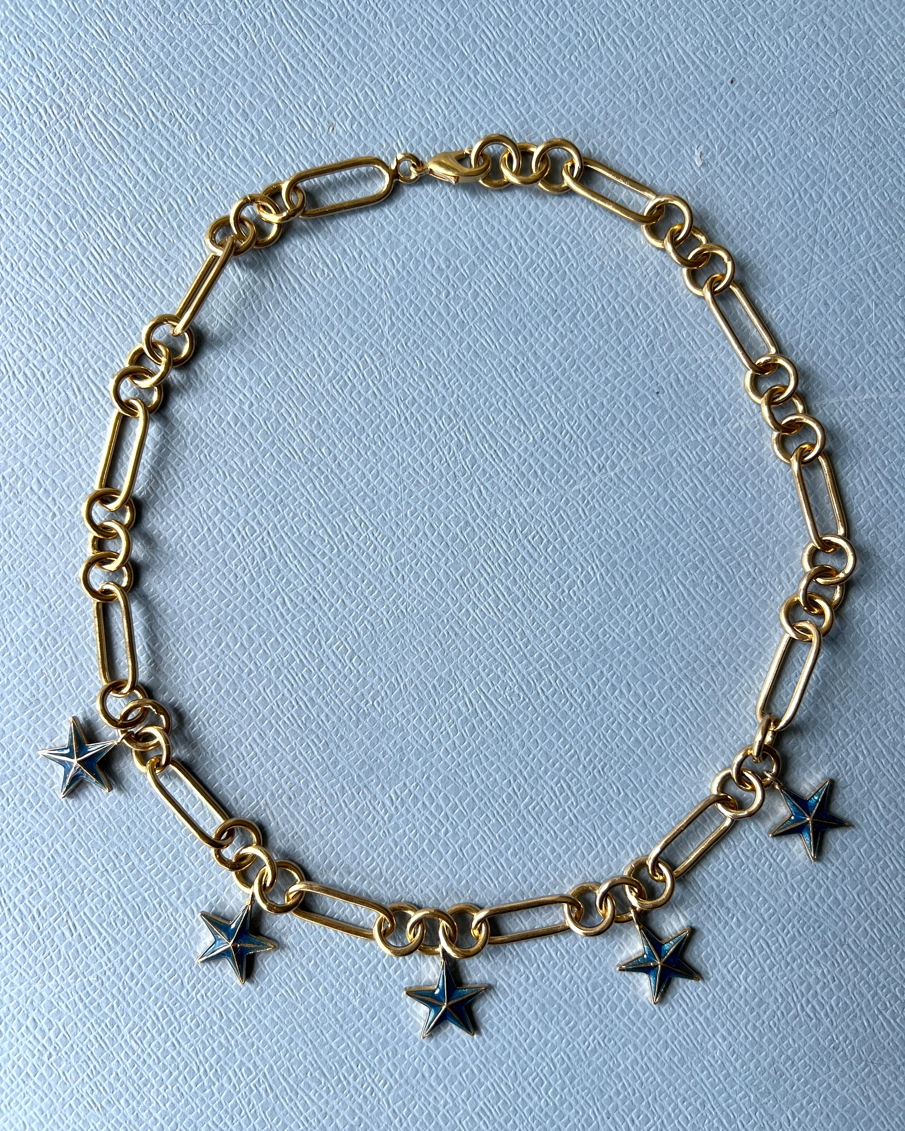 Star Charm Chain Necklace Gold Plated Choker For Sale 3