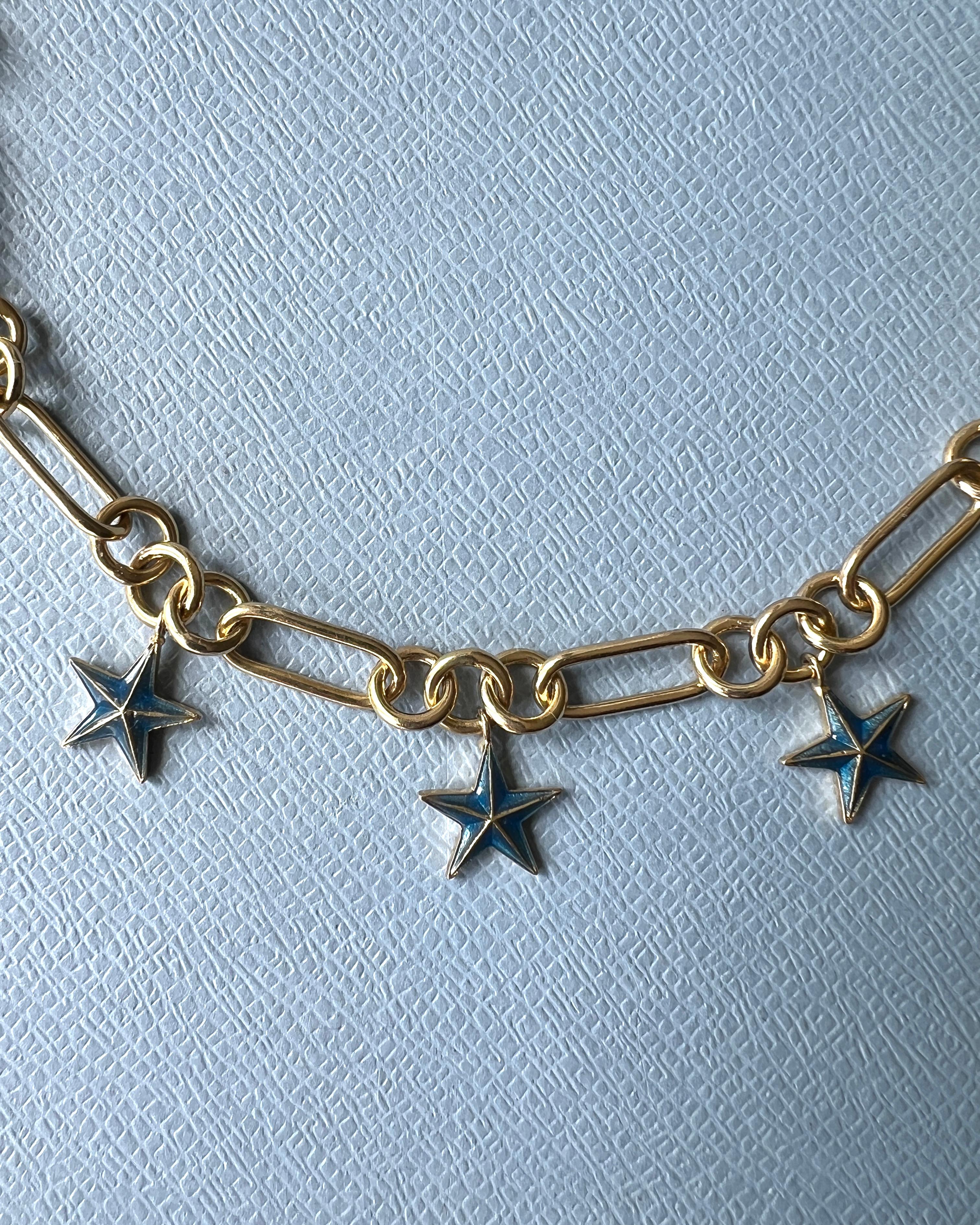 Star Charm Chain Necklace Gold Plated Choker For Sale 4