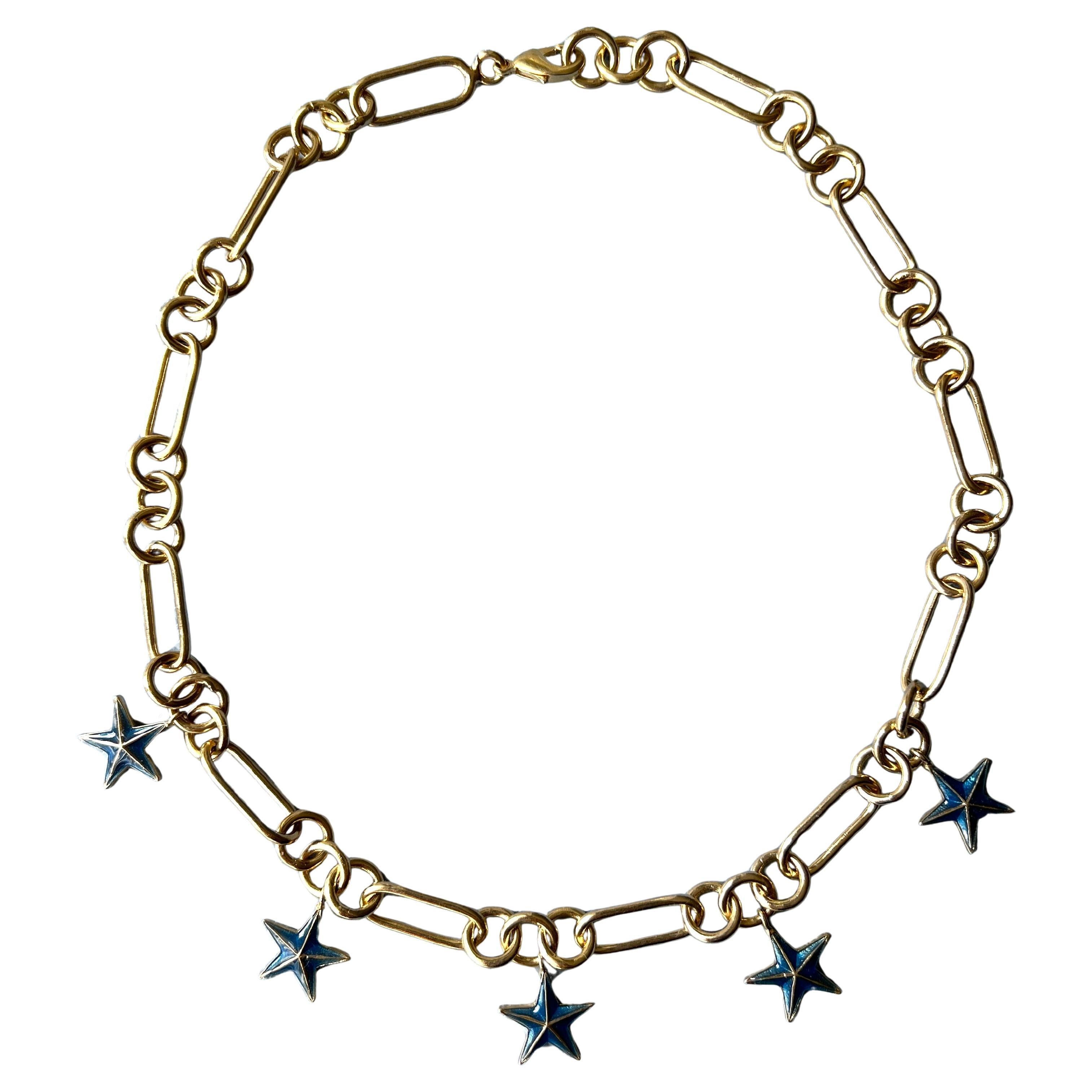 Star Charm Chain Necklace Gold Plated Choker